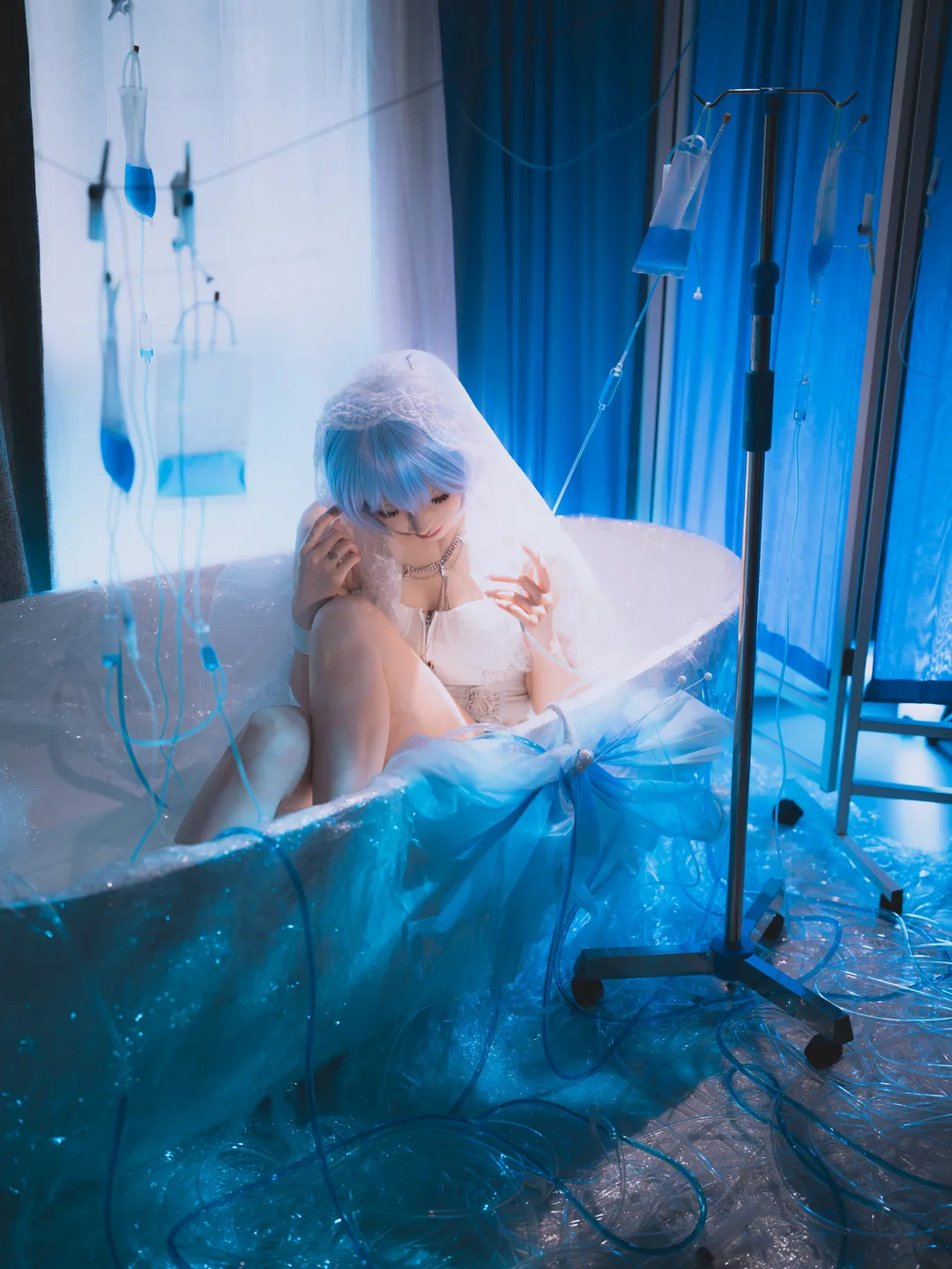 2次元少女, 雰囲気のある写真, 綾波レイコスプレ, 新世紀エヴァンゲリオン, 病名は愛だった - 4枚目
