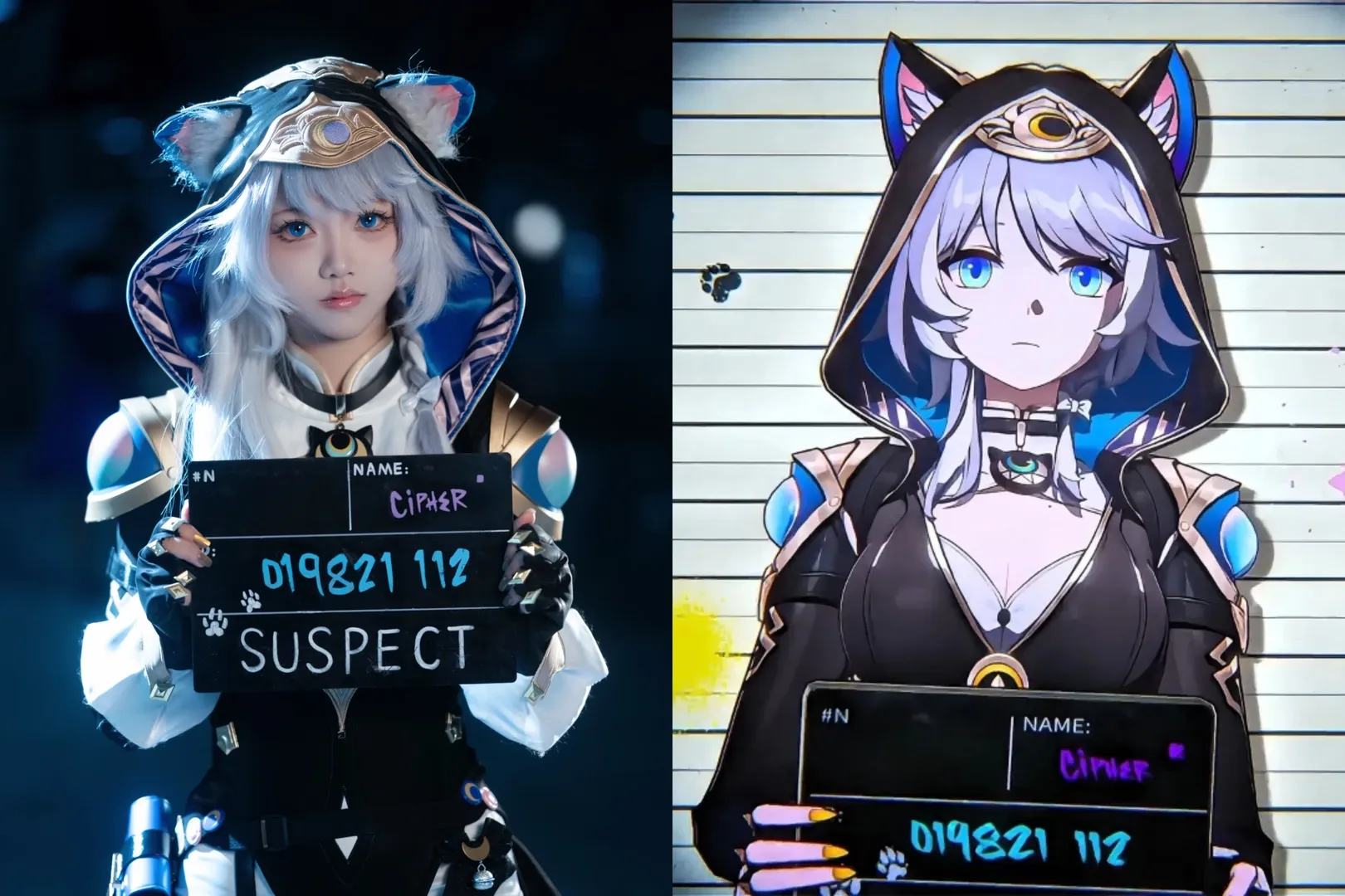 赛飞儿cos, 场照返图, 兽耳cosplay, 广州萤火虫漫展, 银发蓝眼妆造 - 第6张