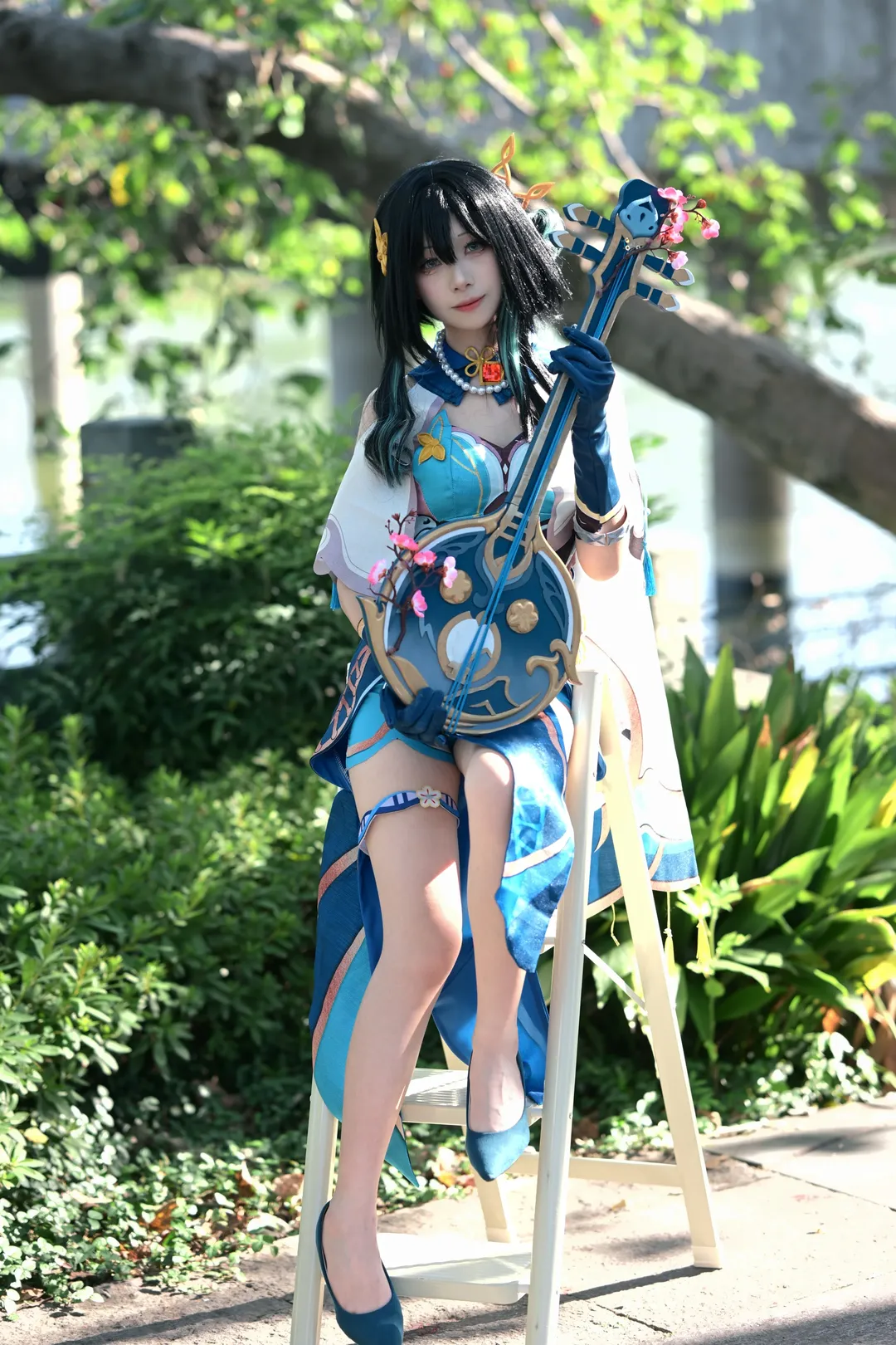 Honkai: Star Rail, Outdoor photography, Ruan Mei cosplay, Cosplay photoshoot, Traditional Chinese style outfit
