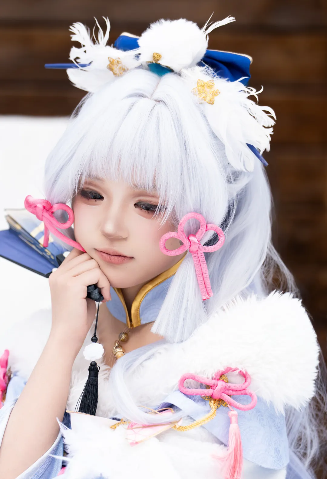 原神, 神里绫华cos, 和风装扮, 二次元外景, 雪景cos - 第1张