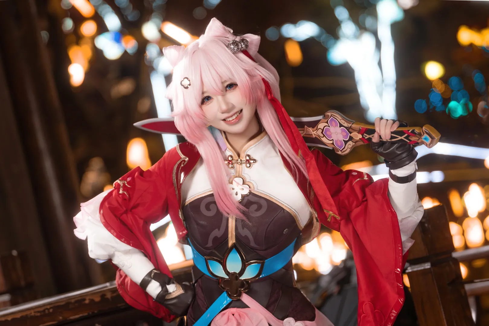 崩坏星穹铁道, 三月七cos, 二次元cos, 夜景人像, cosplay正片 - 第2张