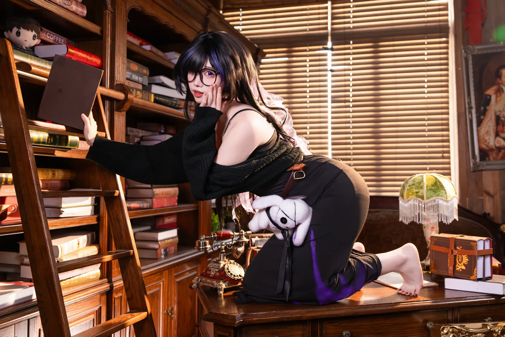 cosplay, 二次元摄影, 胜利女神妮姬, 蕾贝儿cos, 书房写真