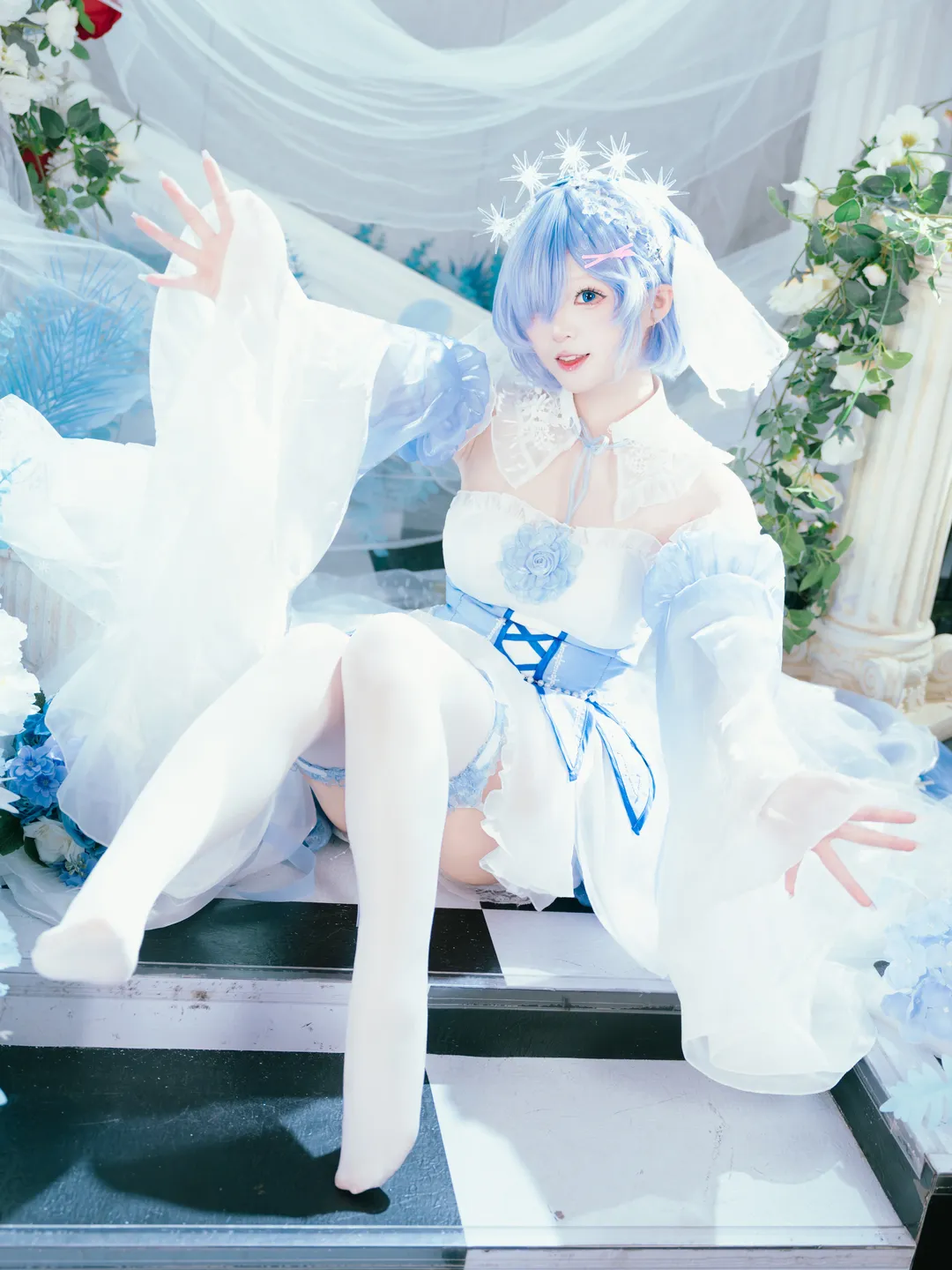 二次元摄影, 从零开始的异世界生活, 蕾姆cos, cosplay正片, 水晶礼服 - 第4张