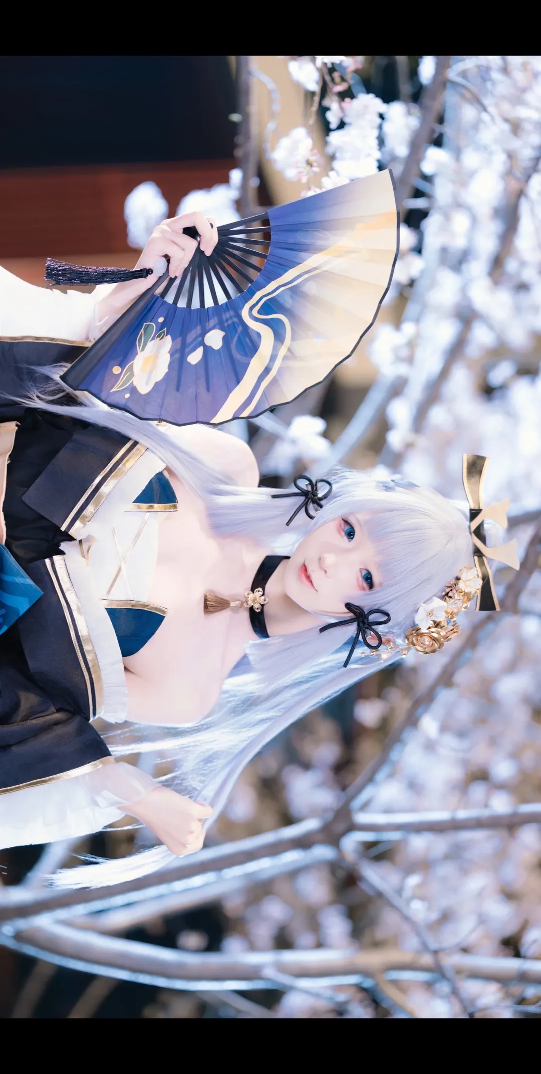 原神, 二次元摄影, 神里绫华cos, 夜樱, 黑道千金