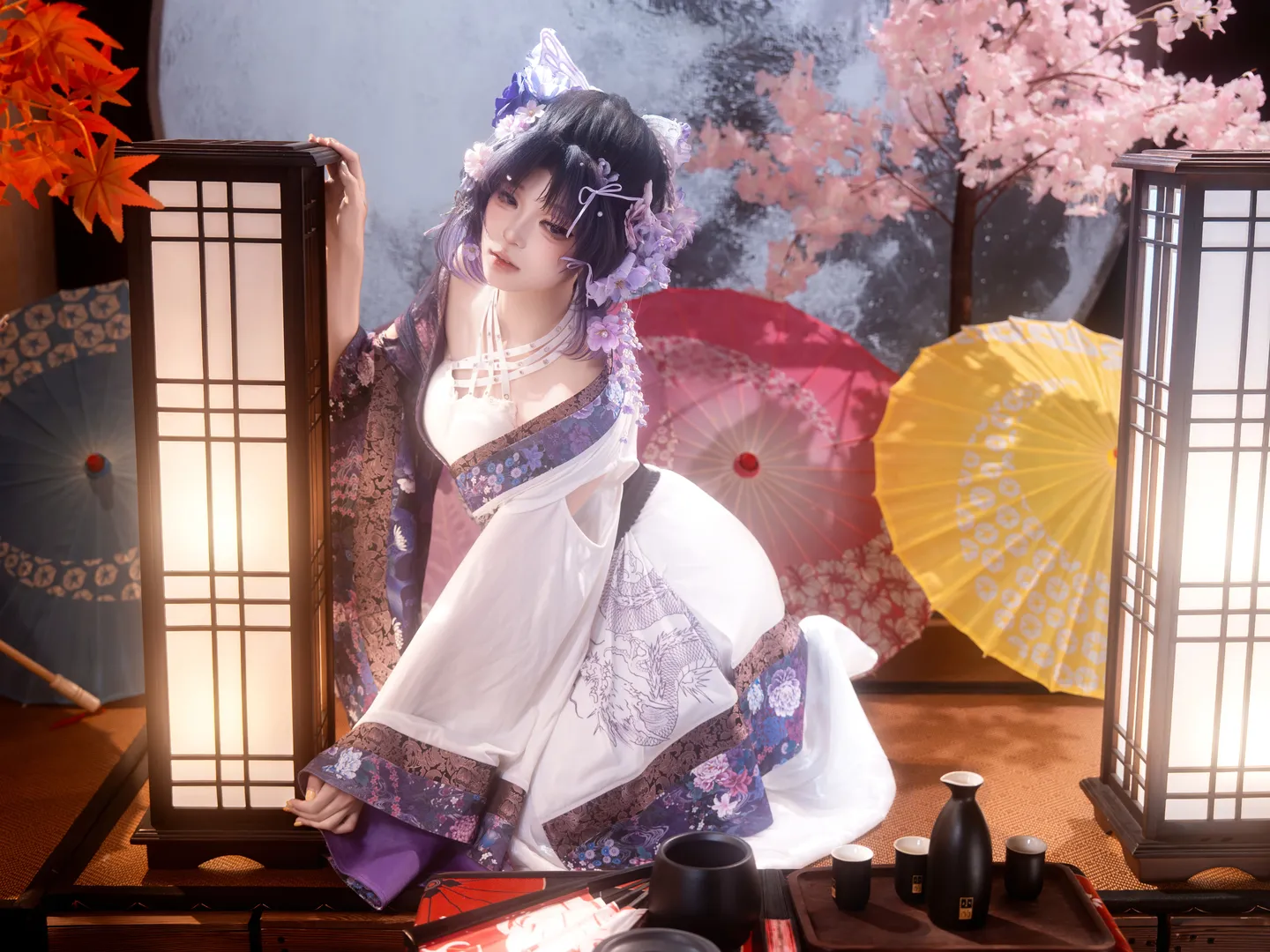 鬼灭之刃, 和风摄影, 二次元cosplay, 蝴蝶忍cos, 紫藤花和服 - 第1张
