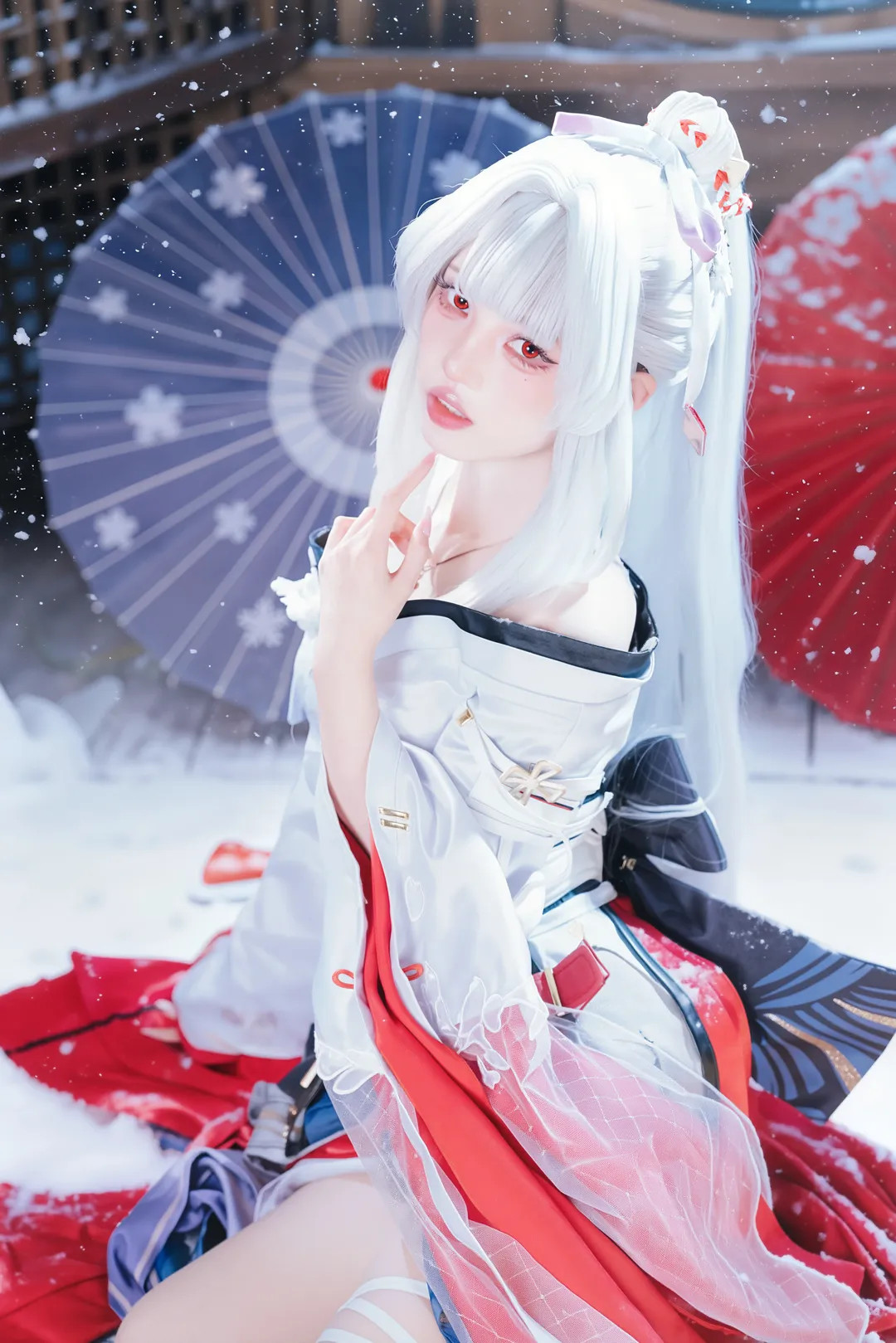 Wuthering Waves, Anime-style photography, Ancient style cosplay, Hiyuki cosplay, Snow portrait