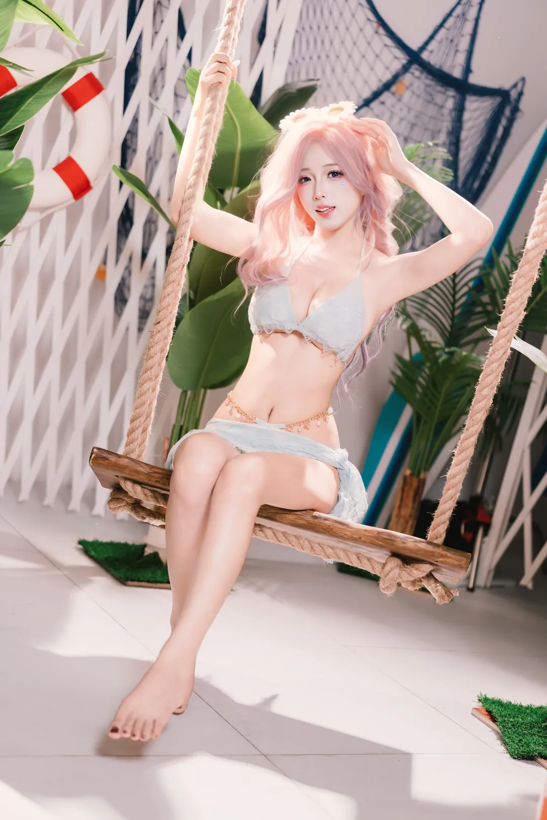 二次元摄影, 泳装cos, 夏日泳装, 英雄联盟, 萨勒芬妮cos