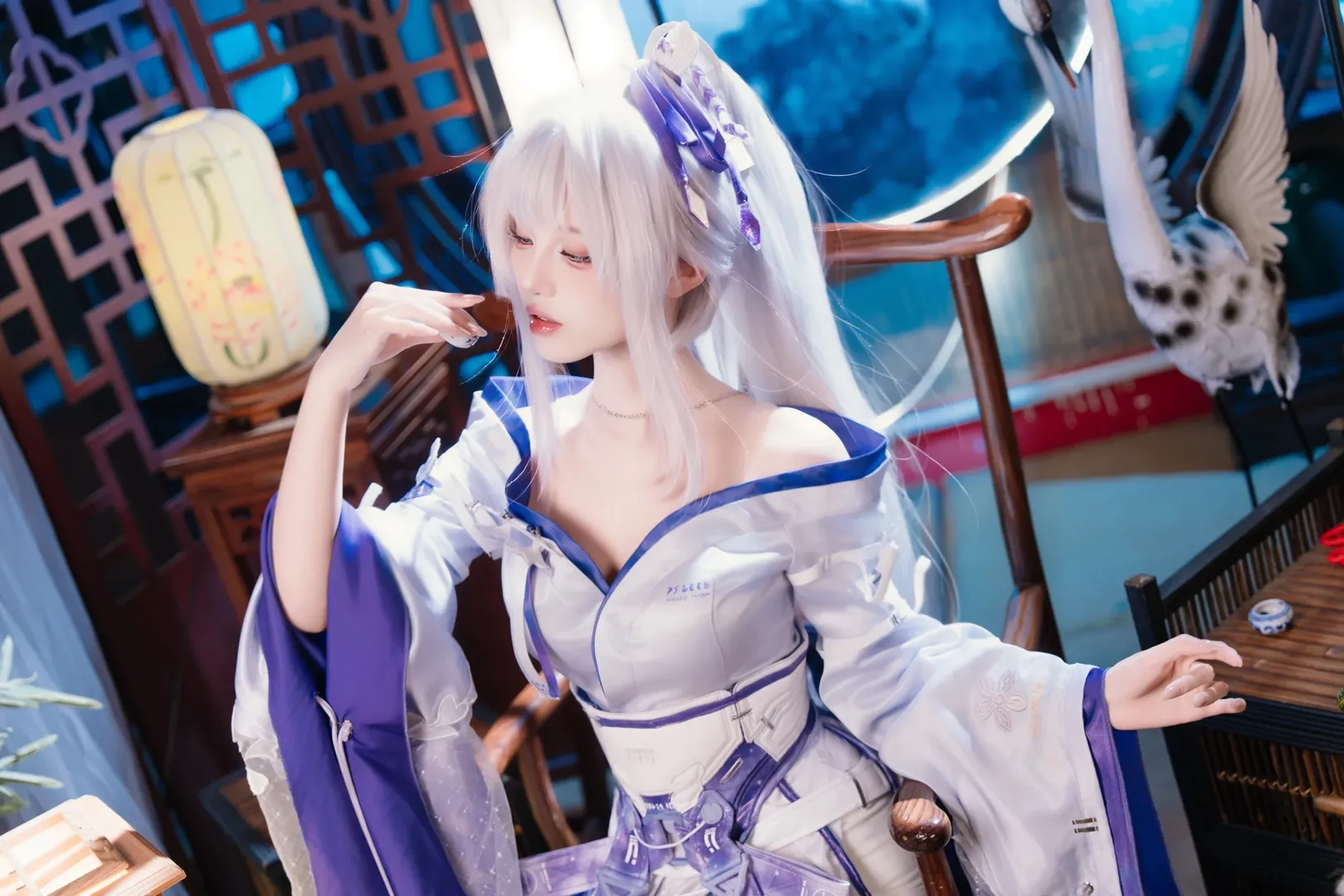 鸣潮, 二次元摄影, 古风cos, 绯雪cos, 白毛cos - 第1张