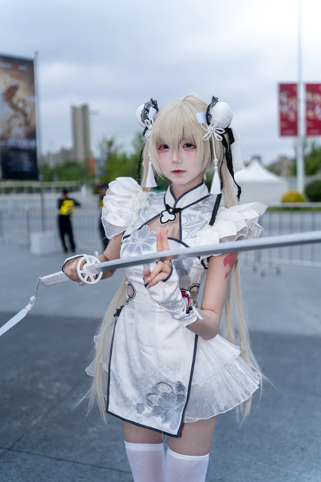 漫展返图, 殷紫萍cos, 二次元妆造, 国风cosplay, 白旗袍