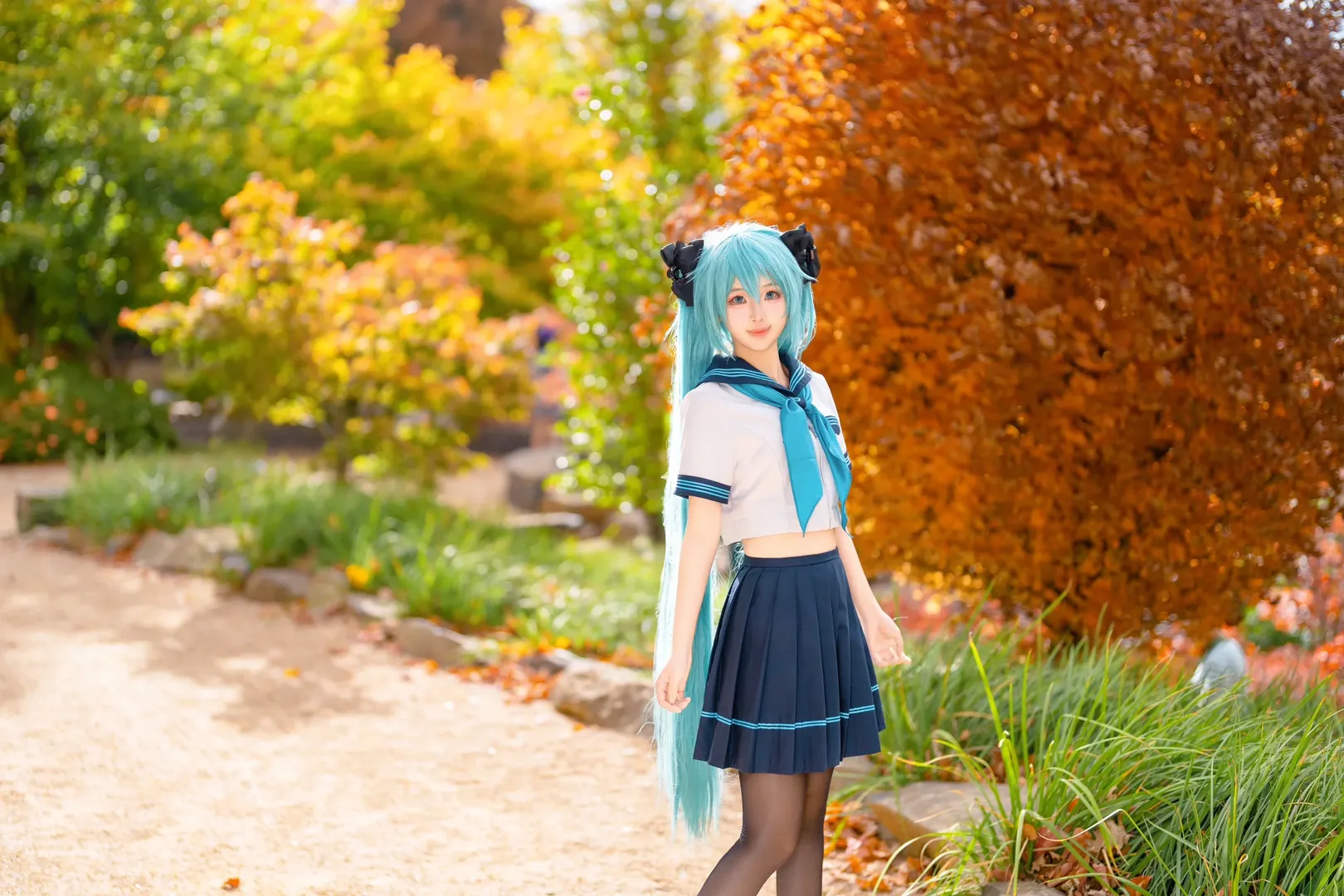 初音未来cos, 户外人像, Vocaloid, 悉尼cosplay, 秋日摄影