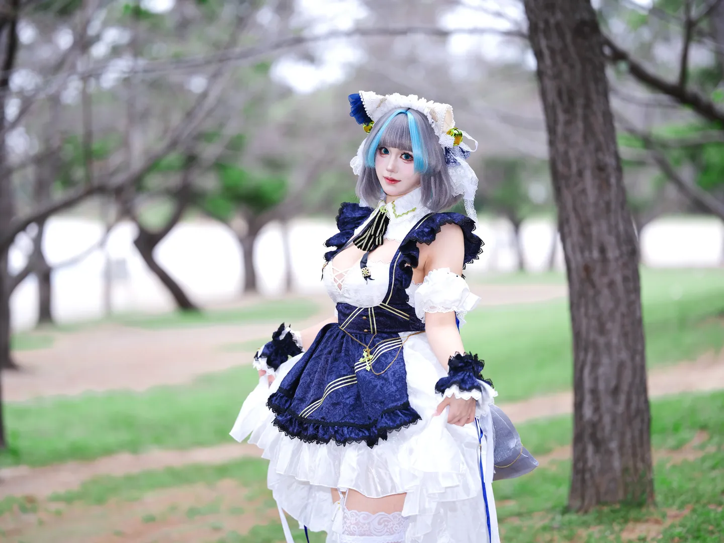 柴郡cos, 台场cosplay, 日本二次元摄影, 蓝色女仆装cos, 重巡洋舰外拍