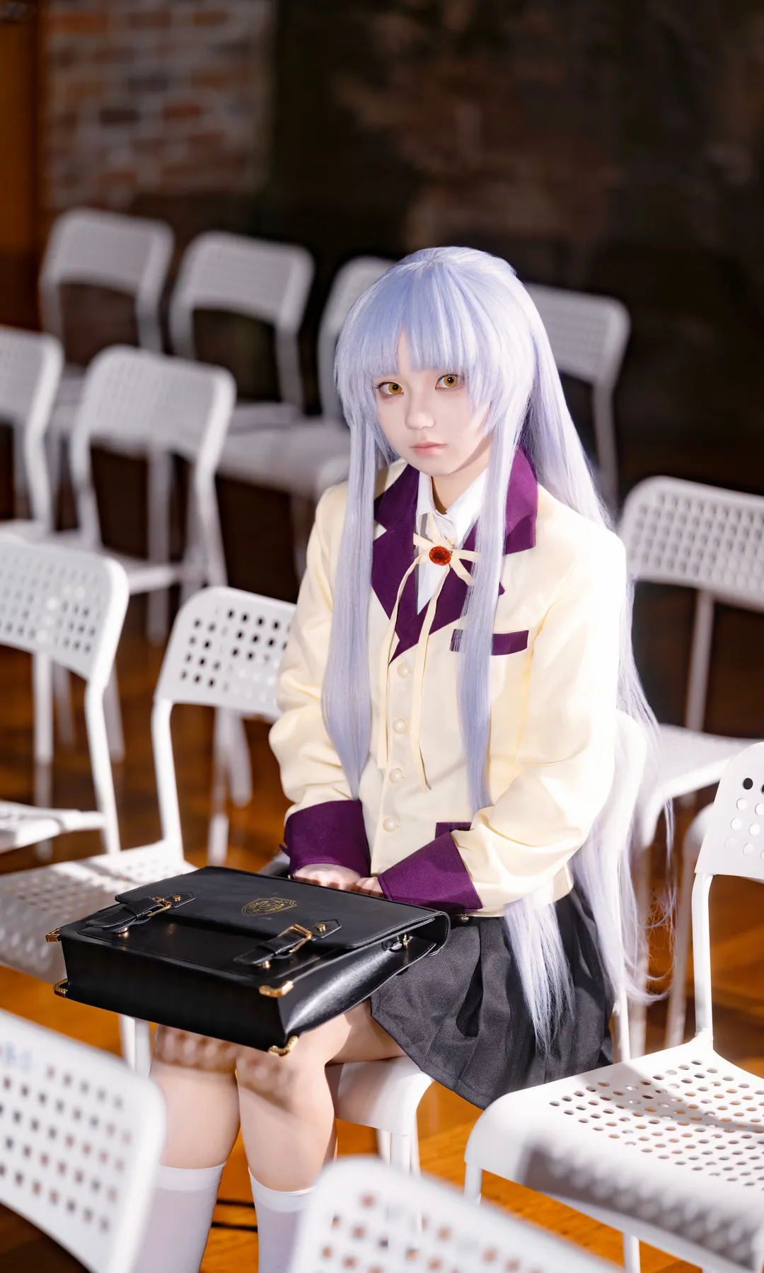 二次元摄影, 立华奏cos, 校园制服, Angel Beats!, 演奏厅摄影