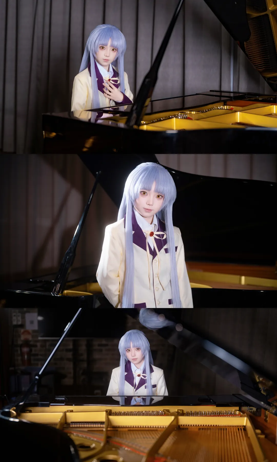 二次元摄影, 立华奏cos, Angel Beats, 天使的心跳正片, 三角钢琴写真 - 第1张