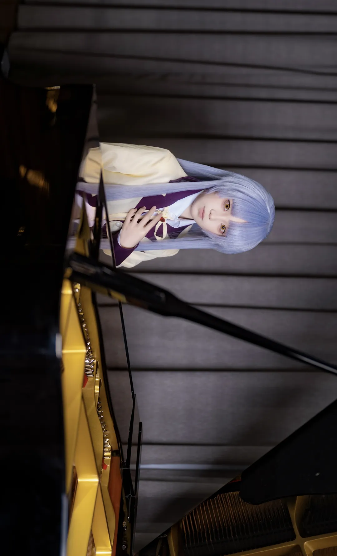 二次元摄影, 立华奏cos, Angel Beats, 天使的心跳正片, 三角钢琴写真 - 第2张