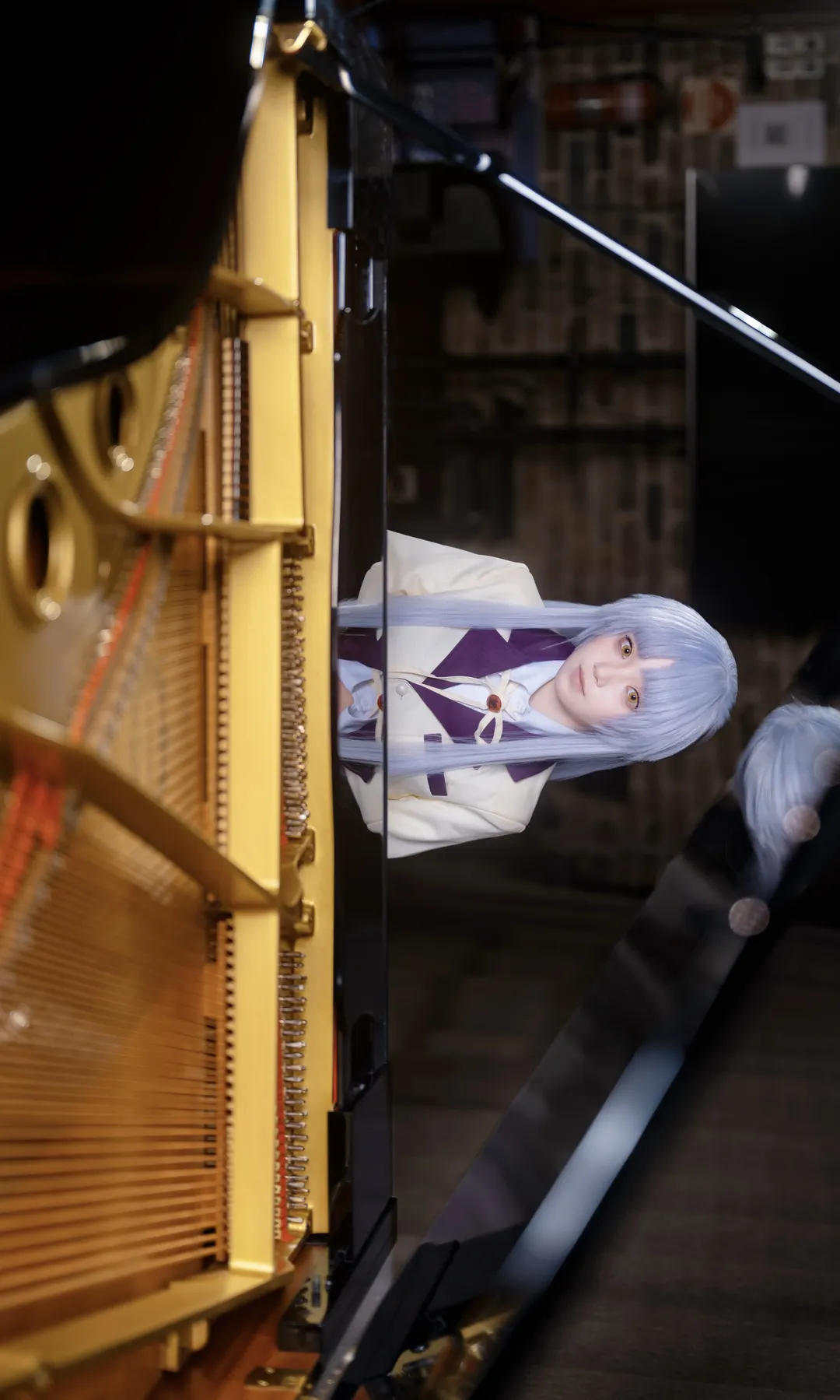 二次元摄影, 立华奏cos, Angel Beats, 天使的心跳正片, 三角钢琴写真 - 第4张
