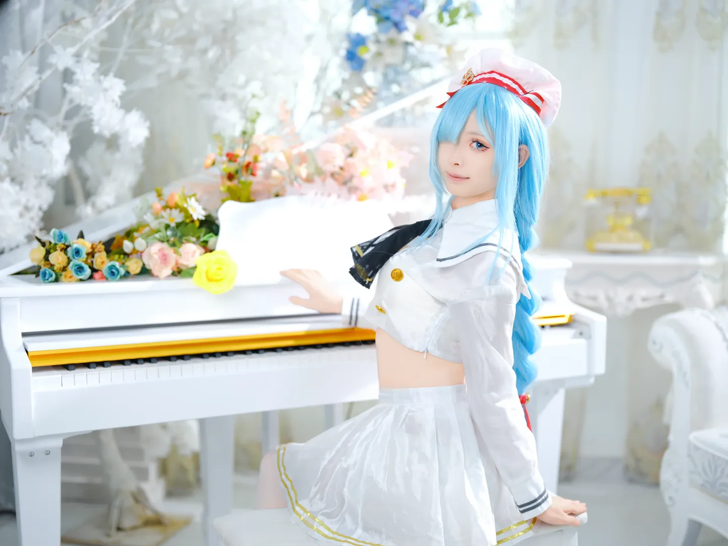 アズールレーン, ヤヌス コスプレ, コスプレ撮影, 糖水風ポートレート, 白いセーラー服 - 2枚目