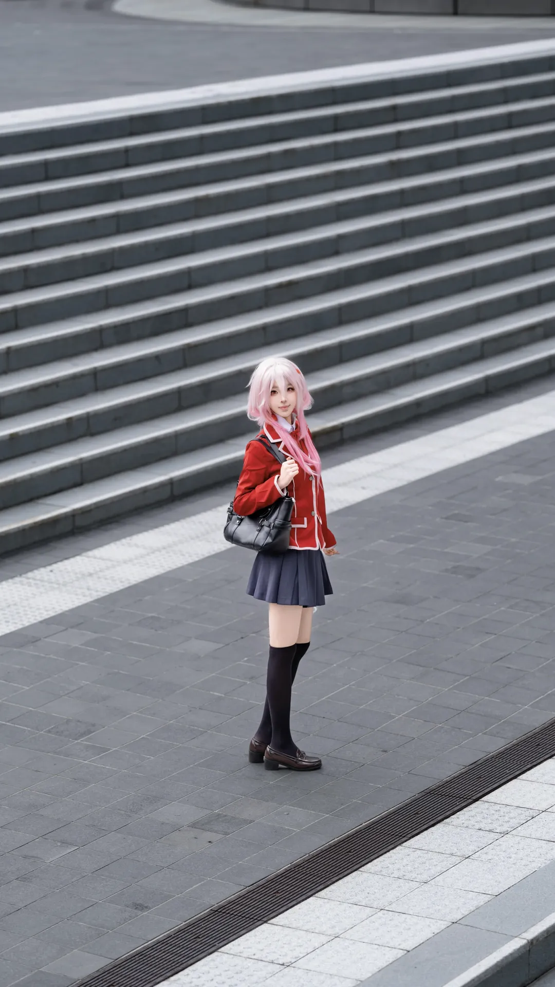 二次元cosplay, 楪祈cos, 罪恶王冠, 粉发cos, 校服穿搭