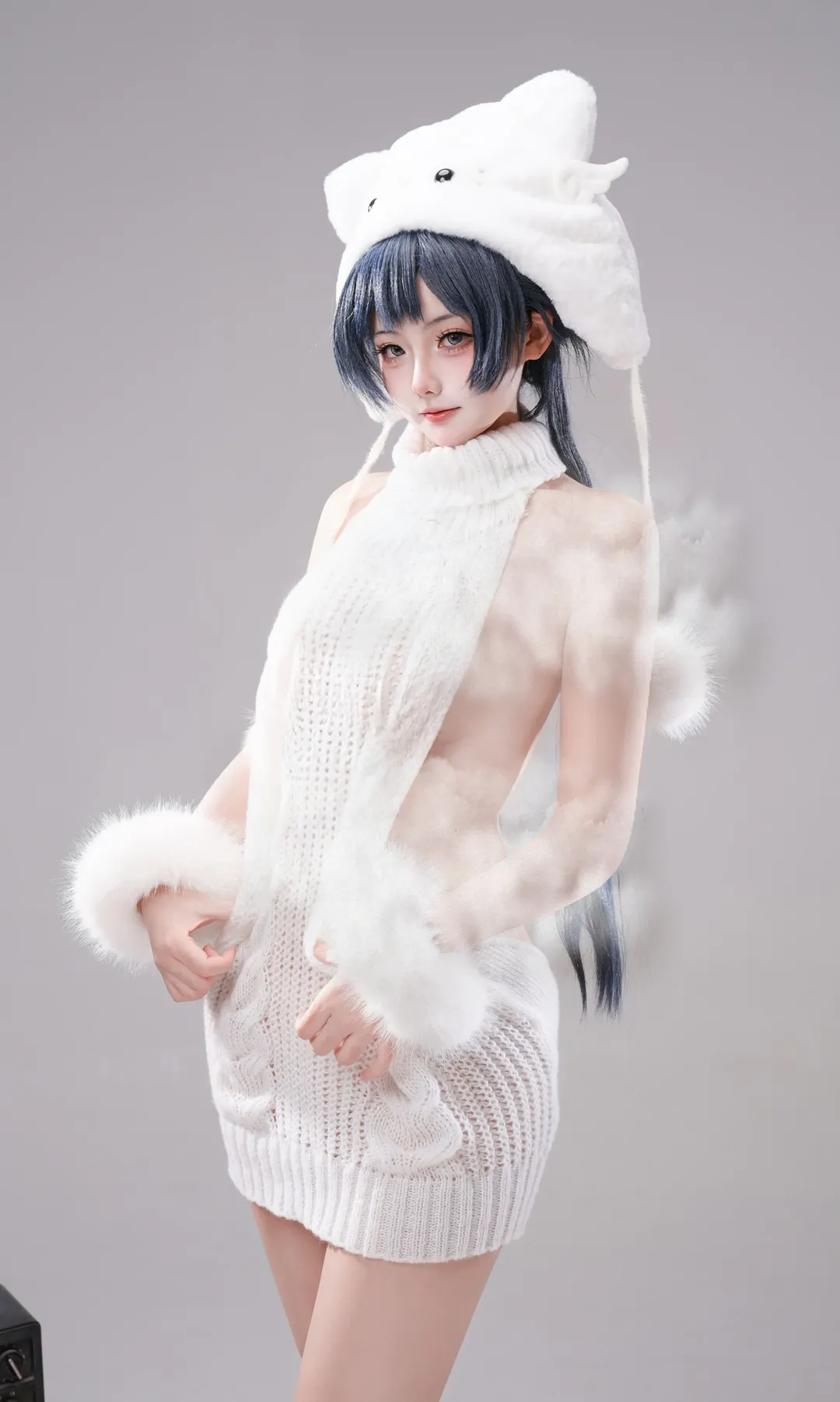 蔚蓝档案, 妃咲cos, 白棚摄影, 居家服cosplay, 毛绒针织穿搭 - 第3张
