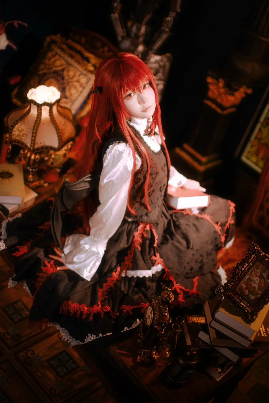 東方Project, コスプレ撮影, 小悪魔コスプレ, レトロな図書館, 東方紅魔郷