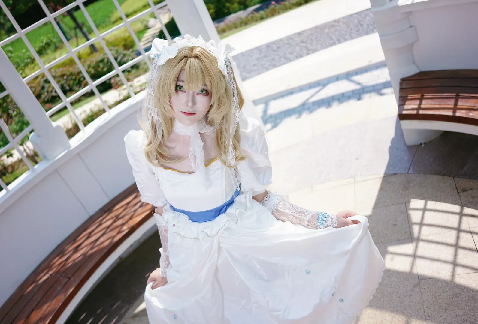 歐式建築, cosplay正片, 重返未來1999cosplay, 駱崗園博園, 白色蕾絲裙
