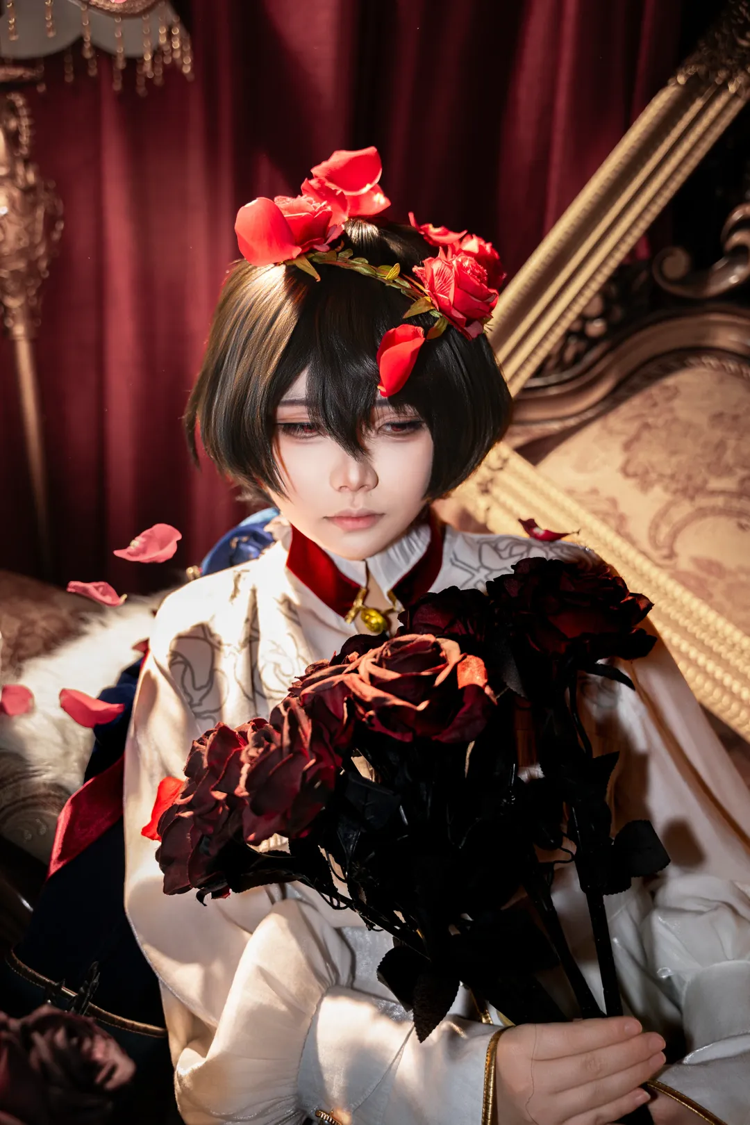 コスプレ撮影, レトロゴシック, 朔間凛月コスプレ, あんさんぶるスターズ！！ Music, 黒ストッキングと薔薇 - 2枚目