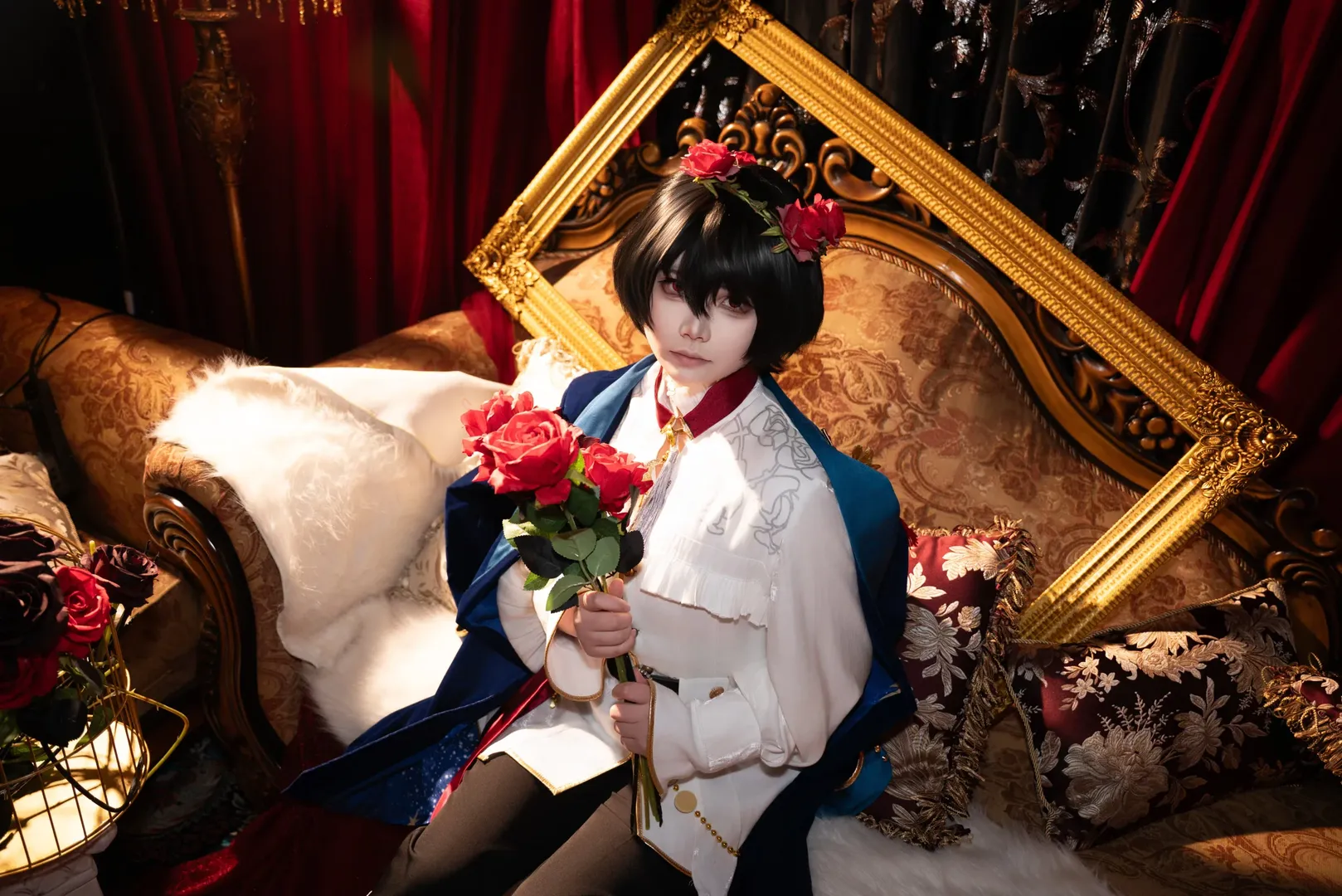 コスプレ撮影, レトロゴシック, 朔間凛月コスプレ, あんさんぶるスターズ！！ Music, 黒ストッキングと薔薇 - 3枚目