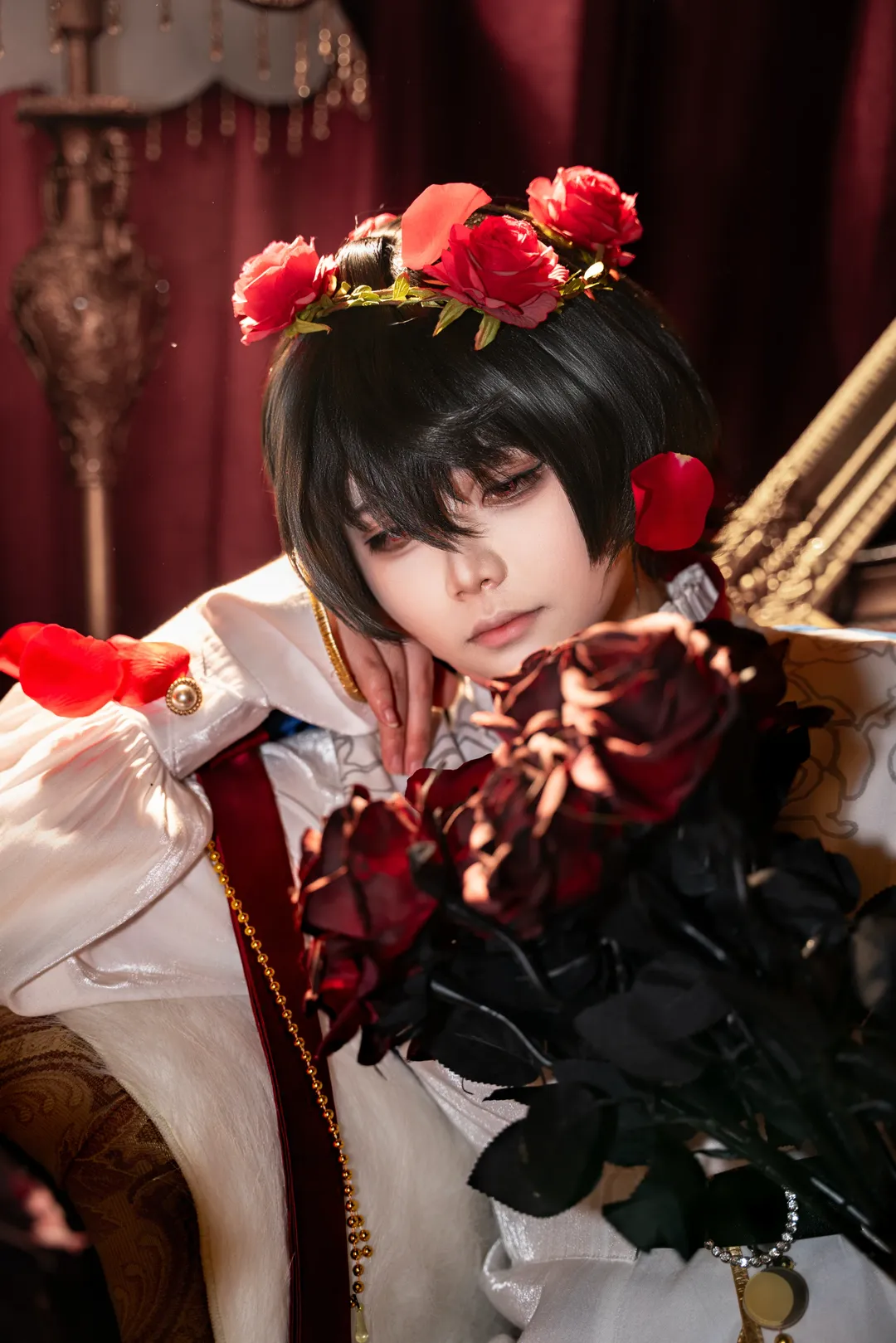 コスプレ撮影, レトロゴシック, 朔間凛月コスプレ, あんさんぶるスターズ！！ Music, 黒ストッキングと薔薇 - 4枚目