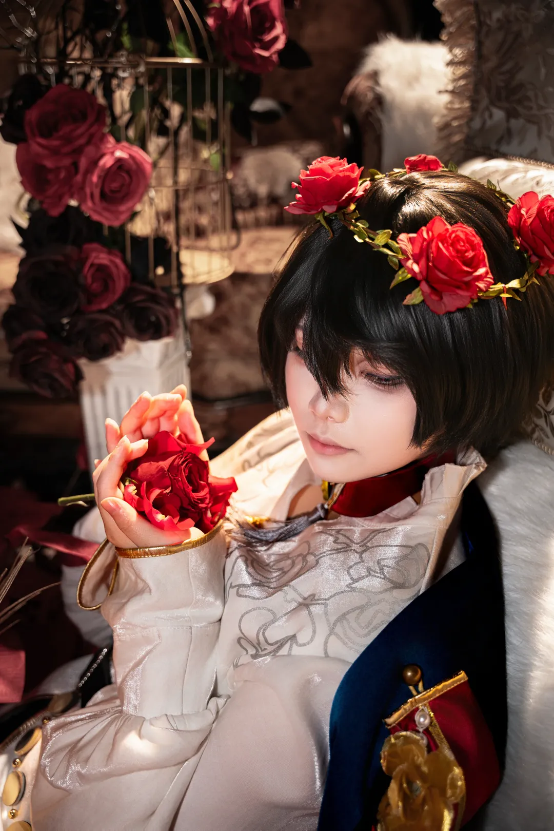 コスプレ撮影, レトロゴシック, 朔間凛月コスプレ, あんさんぶるスターズ！！ Music, 黒ストッキングと薔薇 - 5枚目