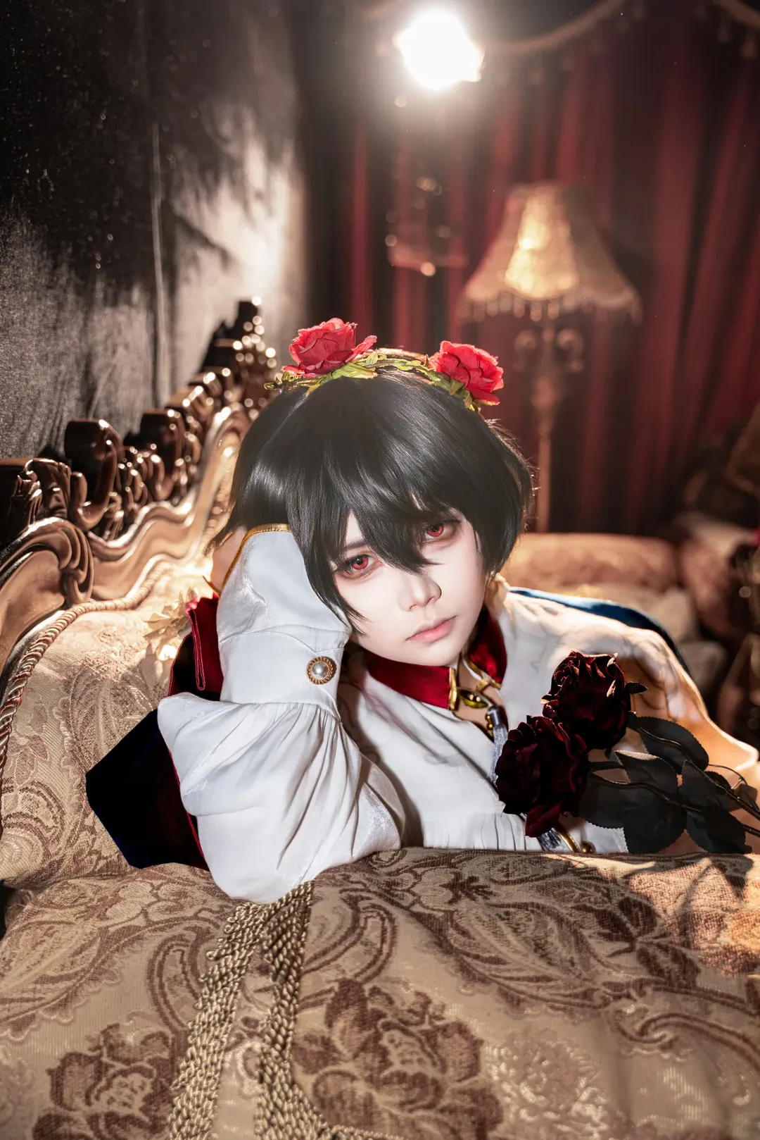 コスプレ撮影, レトロゴシック, 朔間凛月コスプレ, あんさんぶるスターズ！！ Music, 黒ストッキングと薔薇 - 6枚目