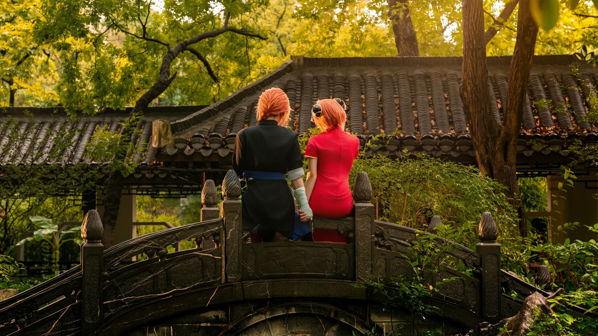 Chinese traditional style, Duo outdoor photoshoot, Kagura and Kamui cosplay, Gintama, Fuzhuang Garden