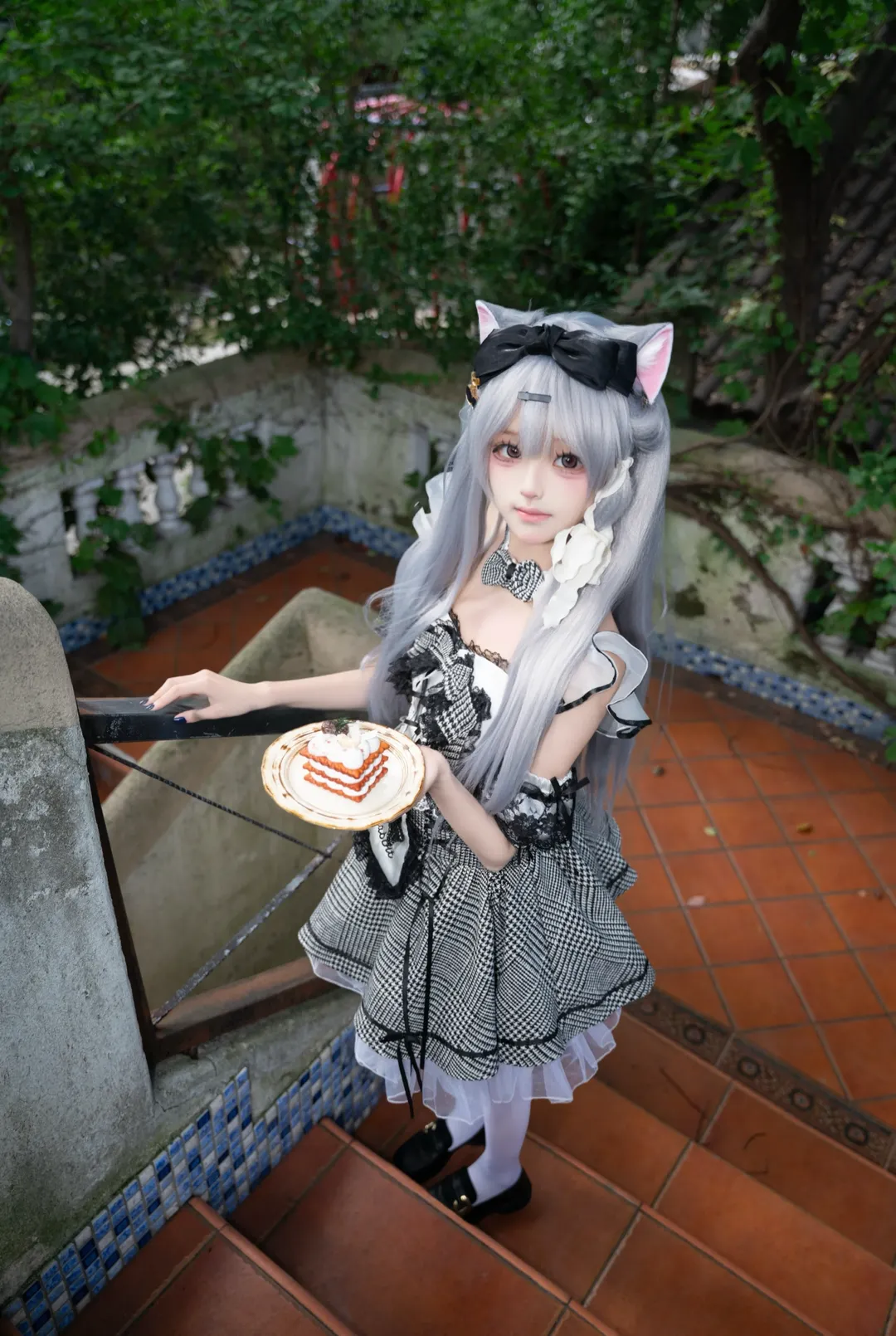 galgame, 白丝穿搭, 雪村千绘莉cos, 猫耳洛丽塔, 复古户外