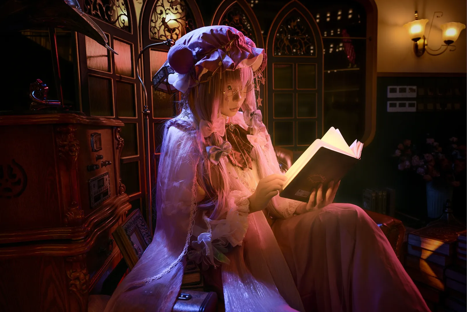 コスプレ, 東方Project, パチュリー コスプレ, レトロな写真, 写真公開