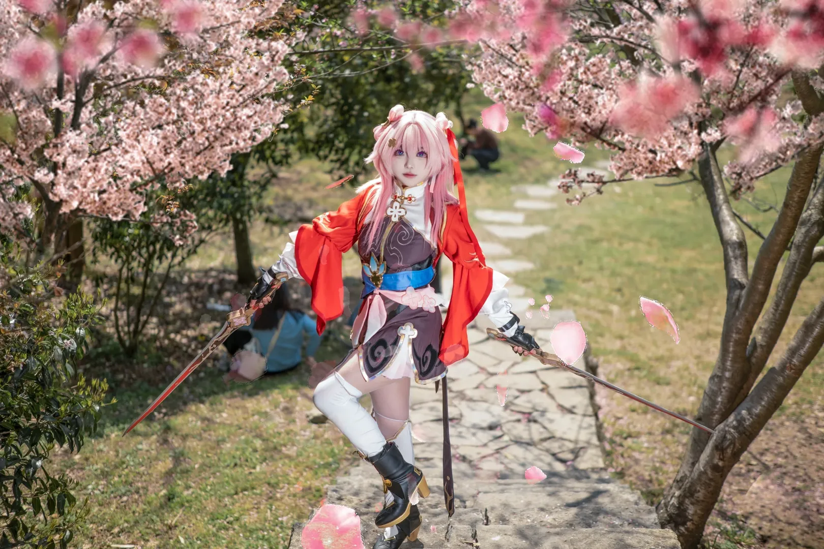 崩壞星穹鐵道, 三月七cos, cosplay攝影, 二次元外景, 櫻花季cos