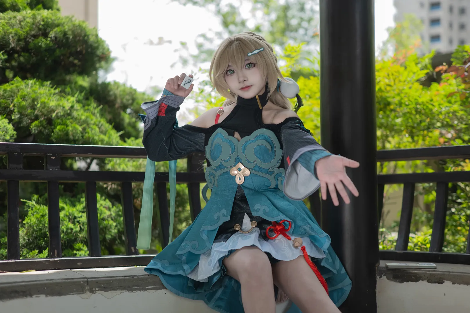 Honkai: Star Rail, Outdoor photography, Qingque cosplay, Cosplay photoshoot, Traditional Chinese style cosplay - Image 3