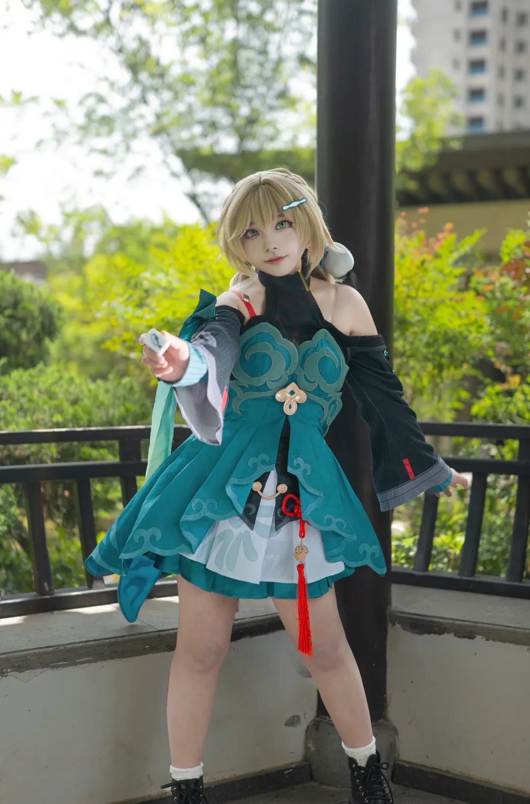 Honkai: Star Rail, Outdoor photography, Qingque cosplay, Cosplay photoshoot, Traditional Chinese style cosplay - Image 6
