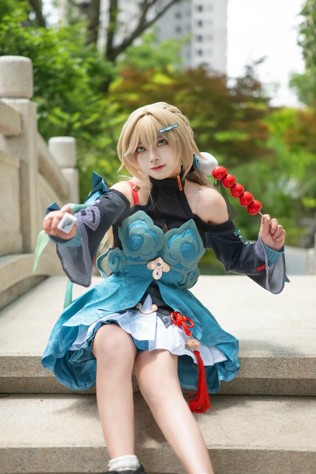 Honkai: Star Rail, Outdoor photography, Qingque cosplay, Cosplay photoshoot, Traditional Chinese style cosplay - Image 8