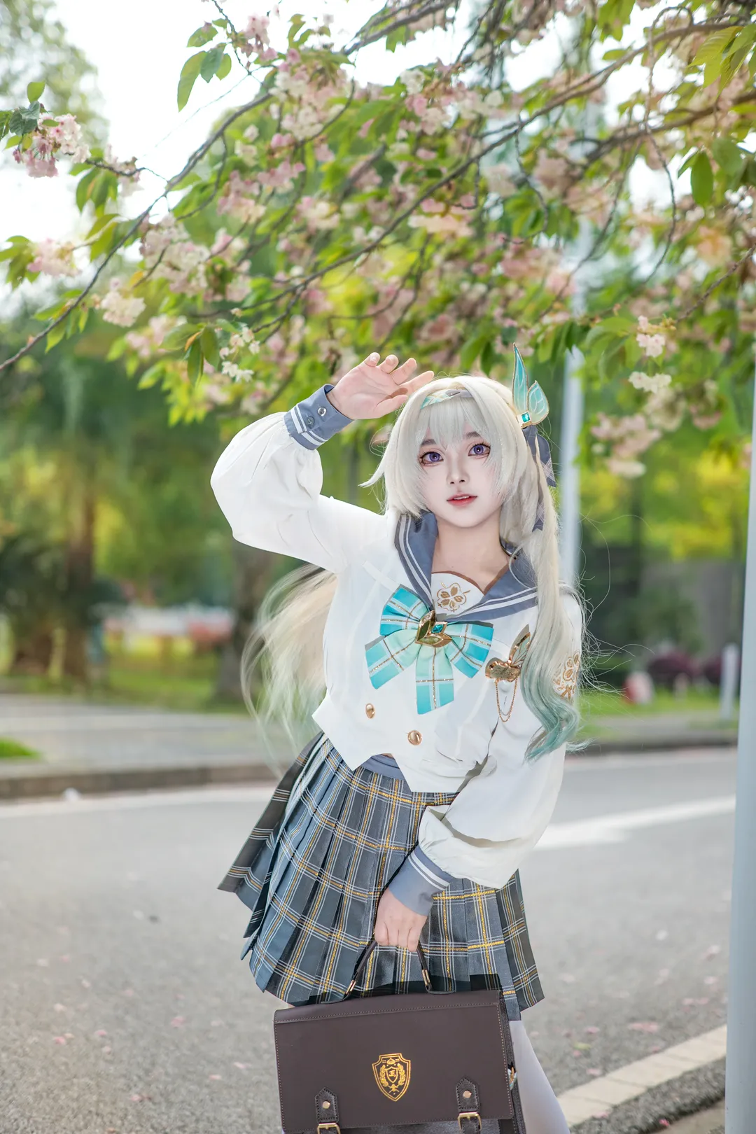 崩坏星穹铁道, 流萤cos, 春日写真, JK制服外拍, 樱花cosplay - 第3张