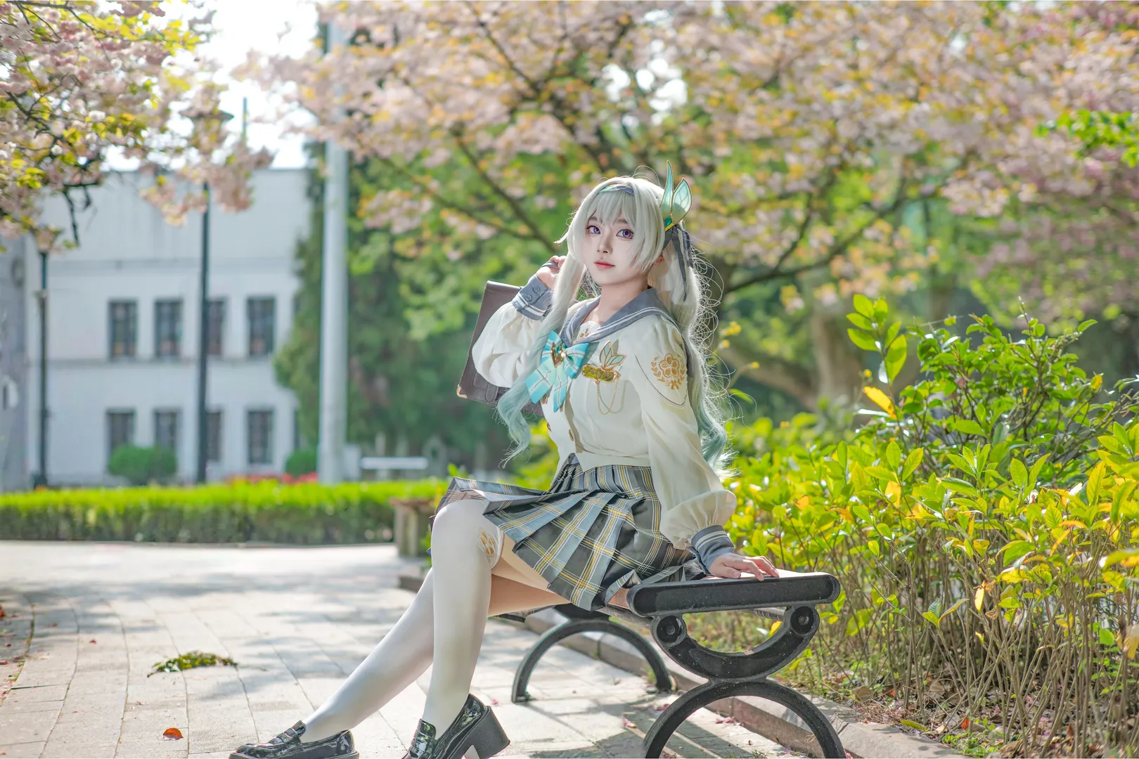 崩坏星穹铁道, 流萤cos, 春日写真, JK制服外拍, 樱花cosplay