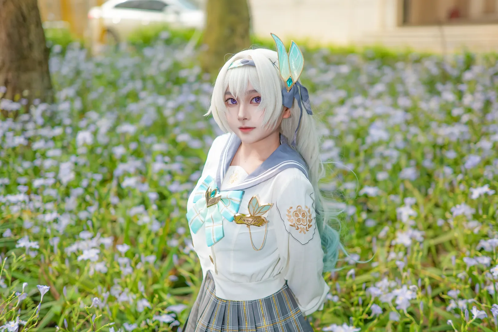 崩坏星穹铁道, 流萤cos, 春日写真, JK制服外拍, 樱花cosplay - 第9张