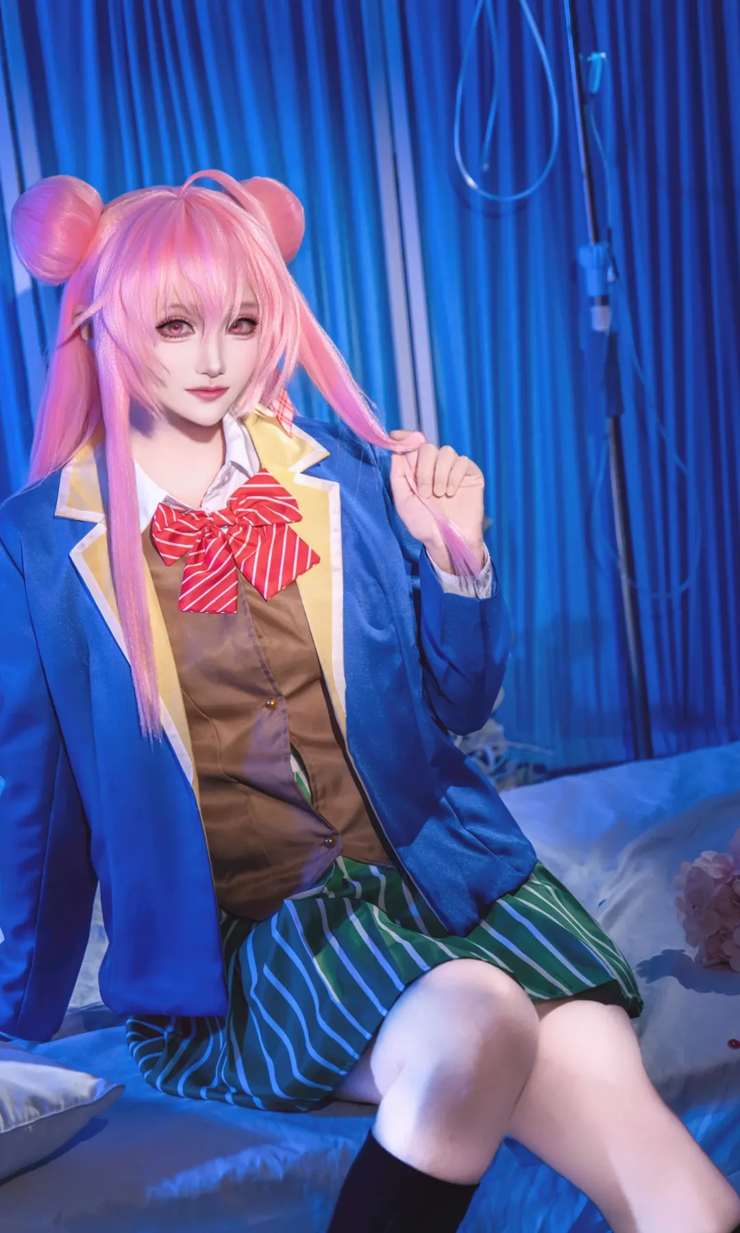 校服cos, 松坂砂糖cos, 幸福甜蜜生活, 粉发双丸子头, 病娇风 - 第5张