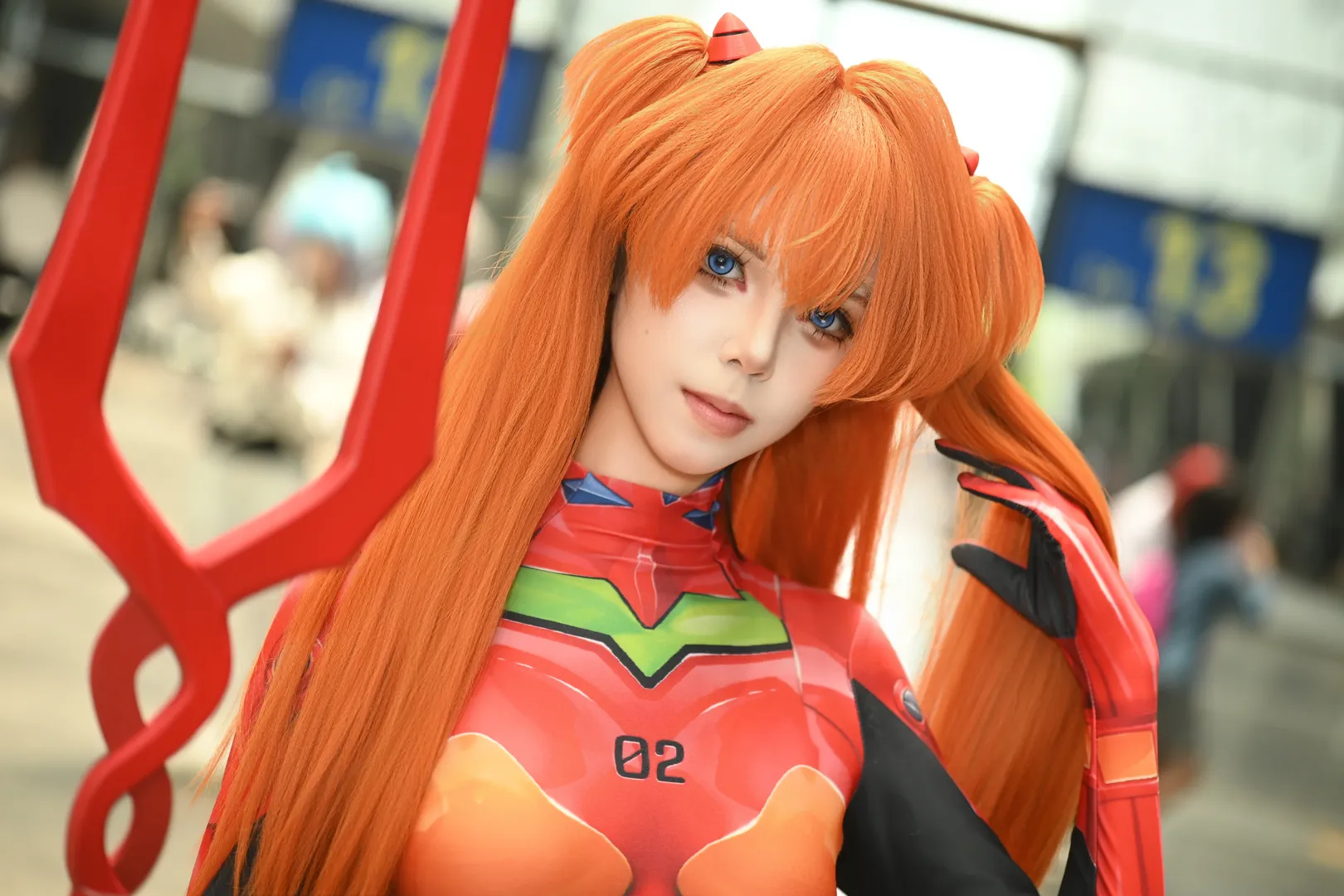 Anime-style photography, Convention photos, Asuka Cosplay, Neon Genesis Evangelion, Red bodysuit