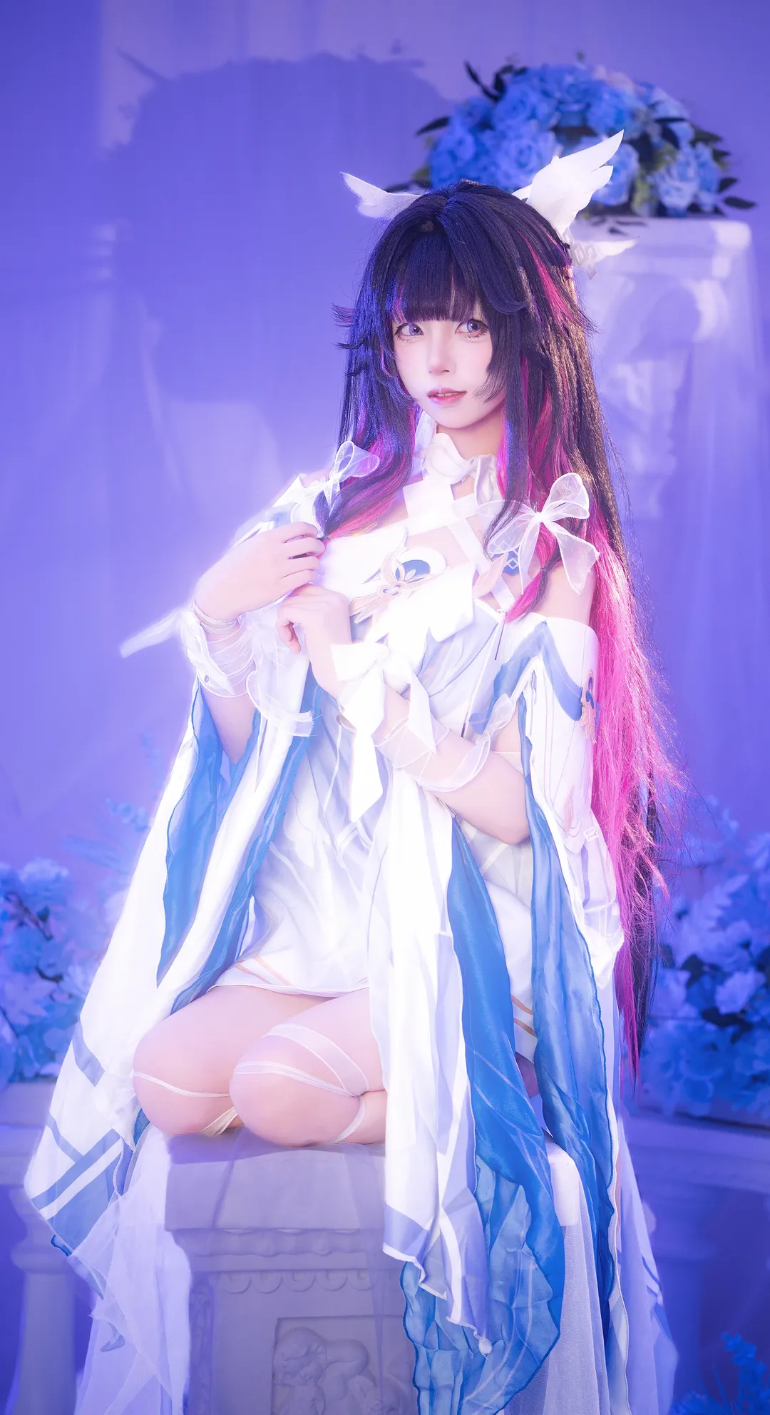 原神, コロンビーナ コスプレ, 幻想的な撮影, 少女コスプレ, 白鳩の衣装 - 3枚目
