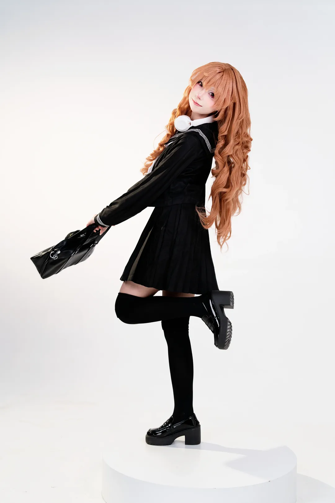 白棚拍摄, 逢坂大河cos, 龙与虎, jk制服, cosplay摄影