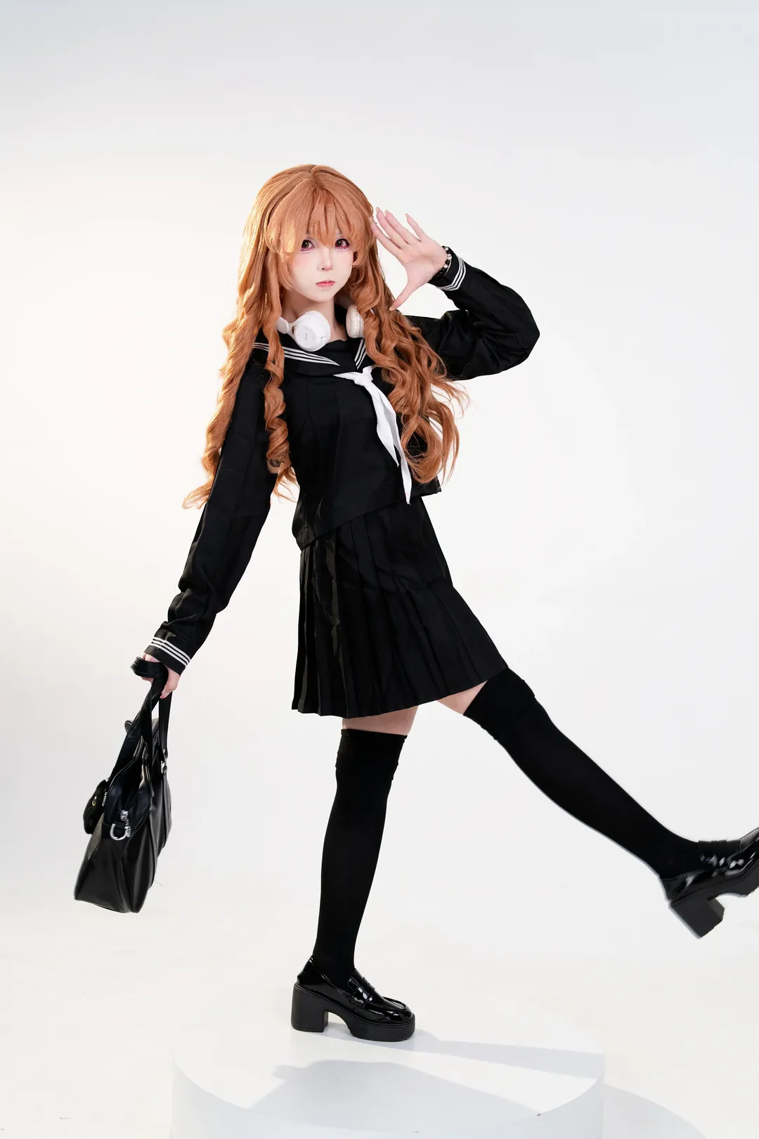 白棚拍摄, 逢坂大河cos, 龙与虎, jk制服, cosplay摄影 - 第4张