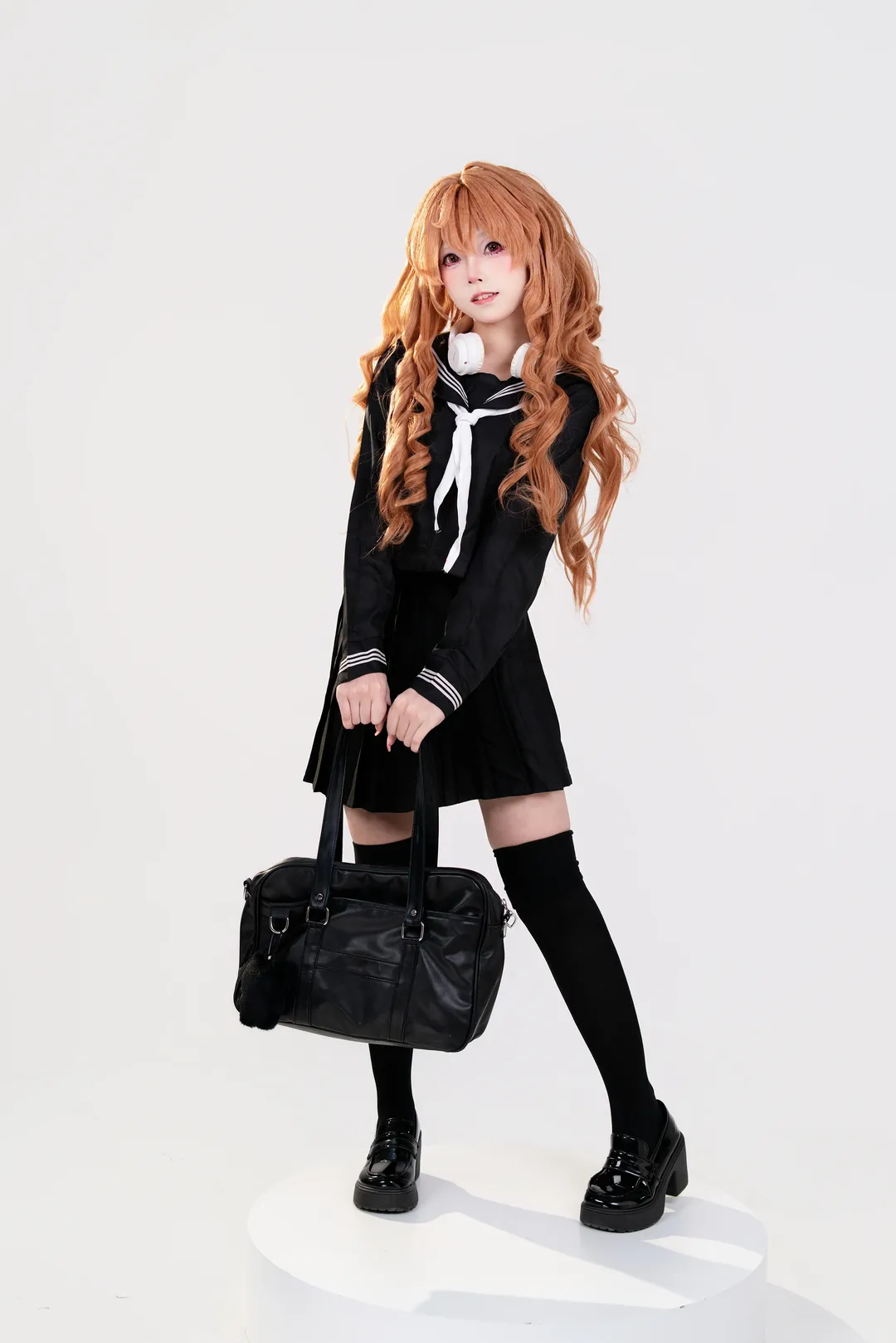 白棚拍摄, 逢坂大河cos, 龙与虎, jk制服, cosplay摄影 - 第5张