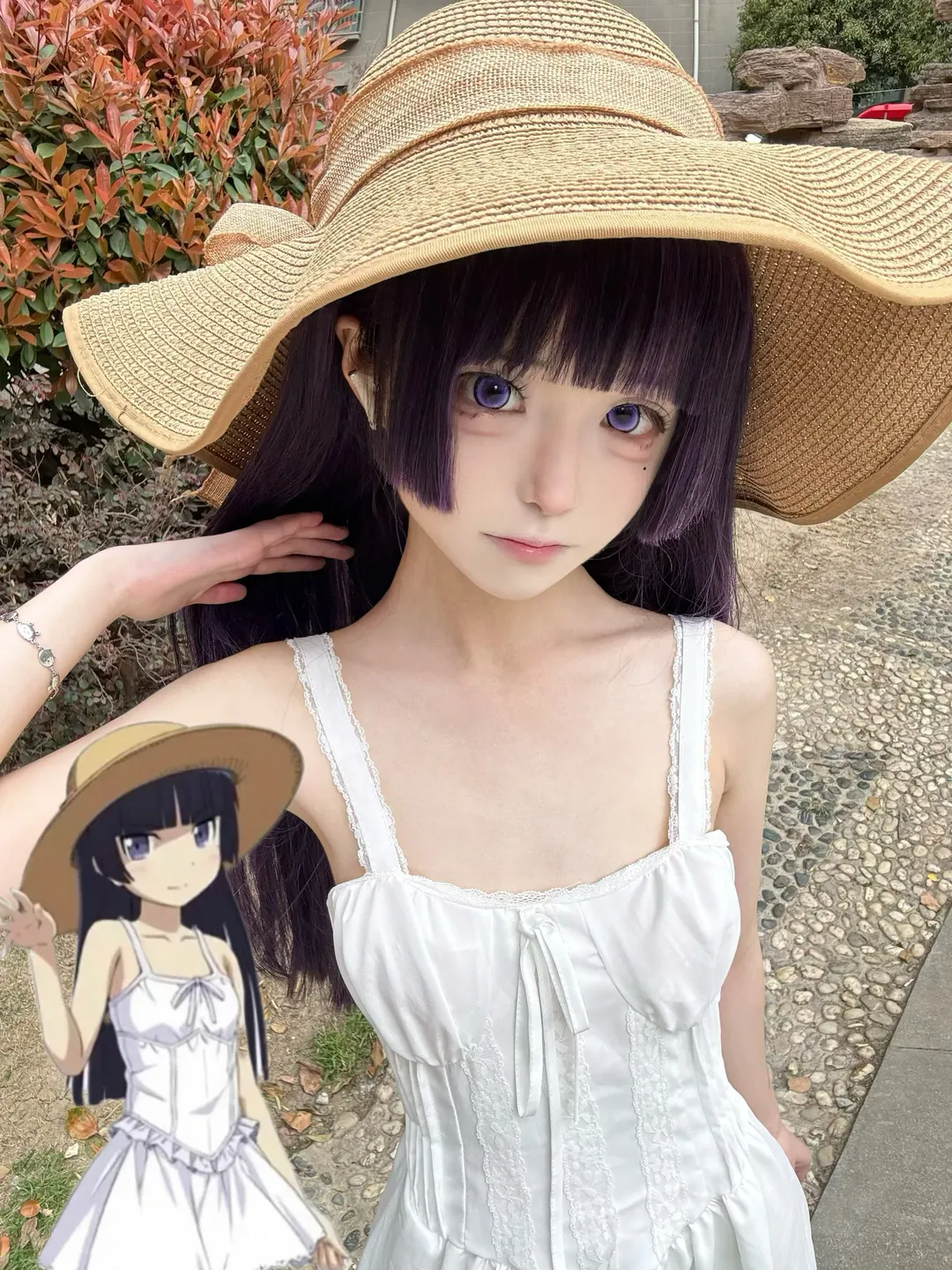 五更琉璃cos, 俺妹, 户外摄影, 白裙穿搭, 黑猫cosplay - 第2张