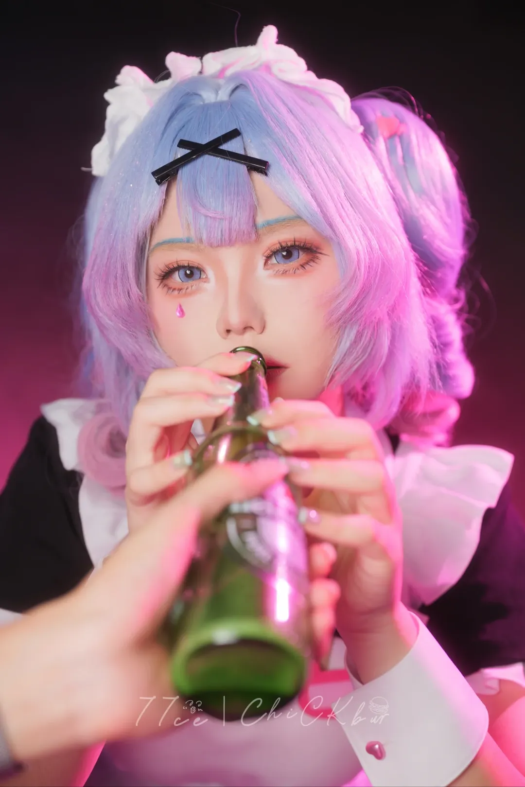 初音ミク コスプレ, 初音ミク ラビットホール, ラビットホール メイド, ネオン夜景, 地雷メイク - 3枚目