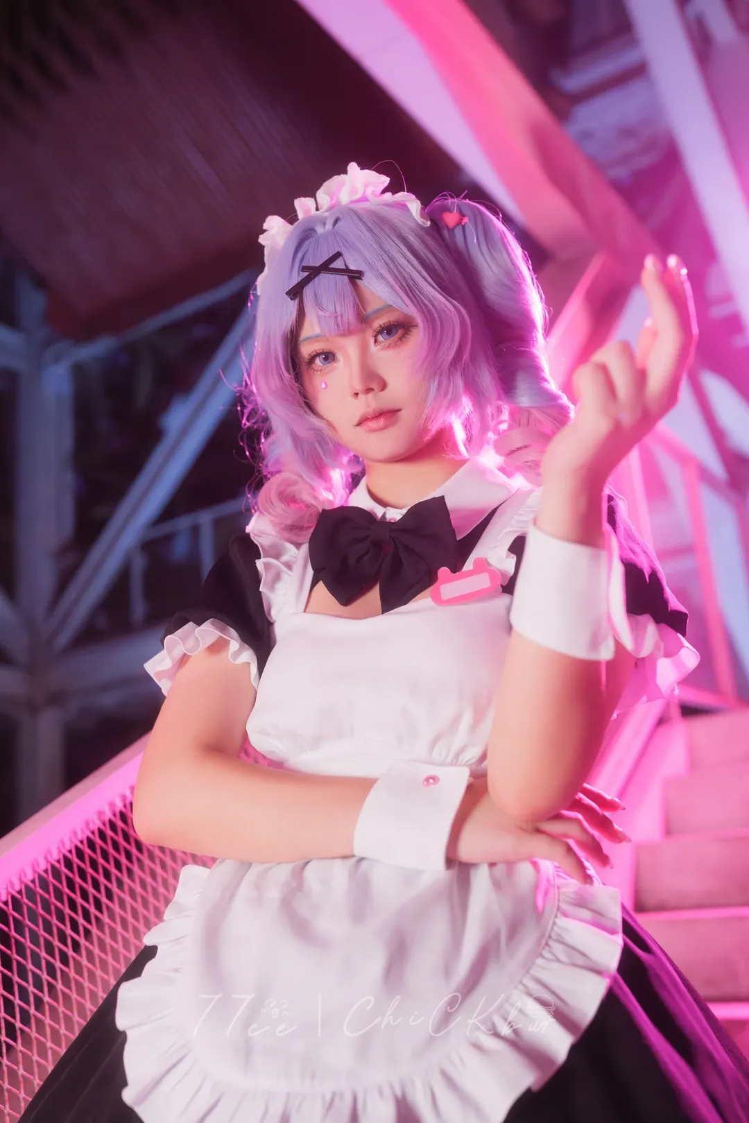 初音ミク コスプレ, 初音ミク ラビットホール, ラビットホール メイド, ネオン夜景, 地雷メイク - 4枚目