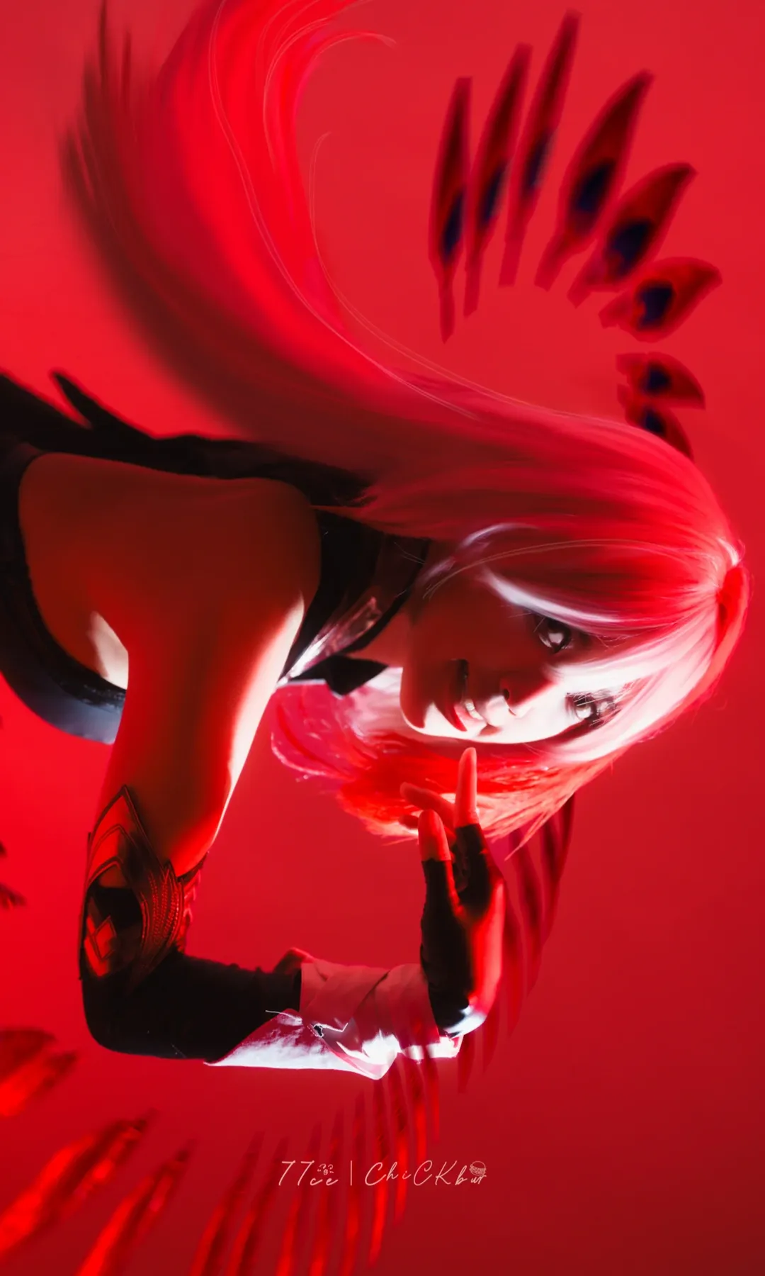 雰囲気のある写真, オナー・オブ・キングス, コスプレ撮影, 雷電影のコスプレ, 赤白のツートン - 3枚目