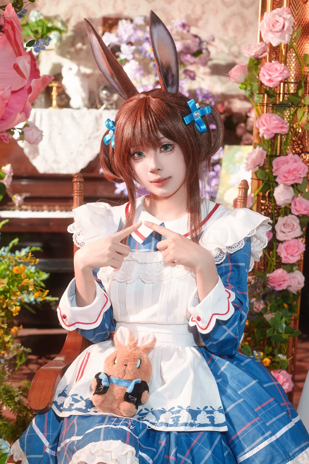 Anime-style photography, Arknights, Amiya cosplay, Cosplay photoshoot, Maid outfit cosplay